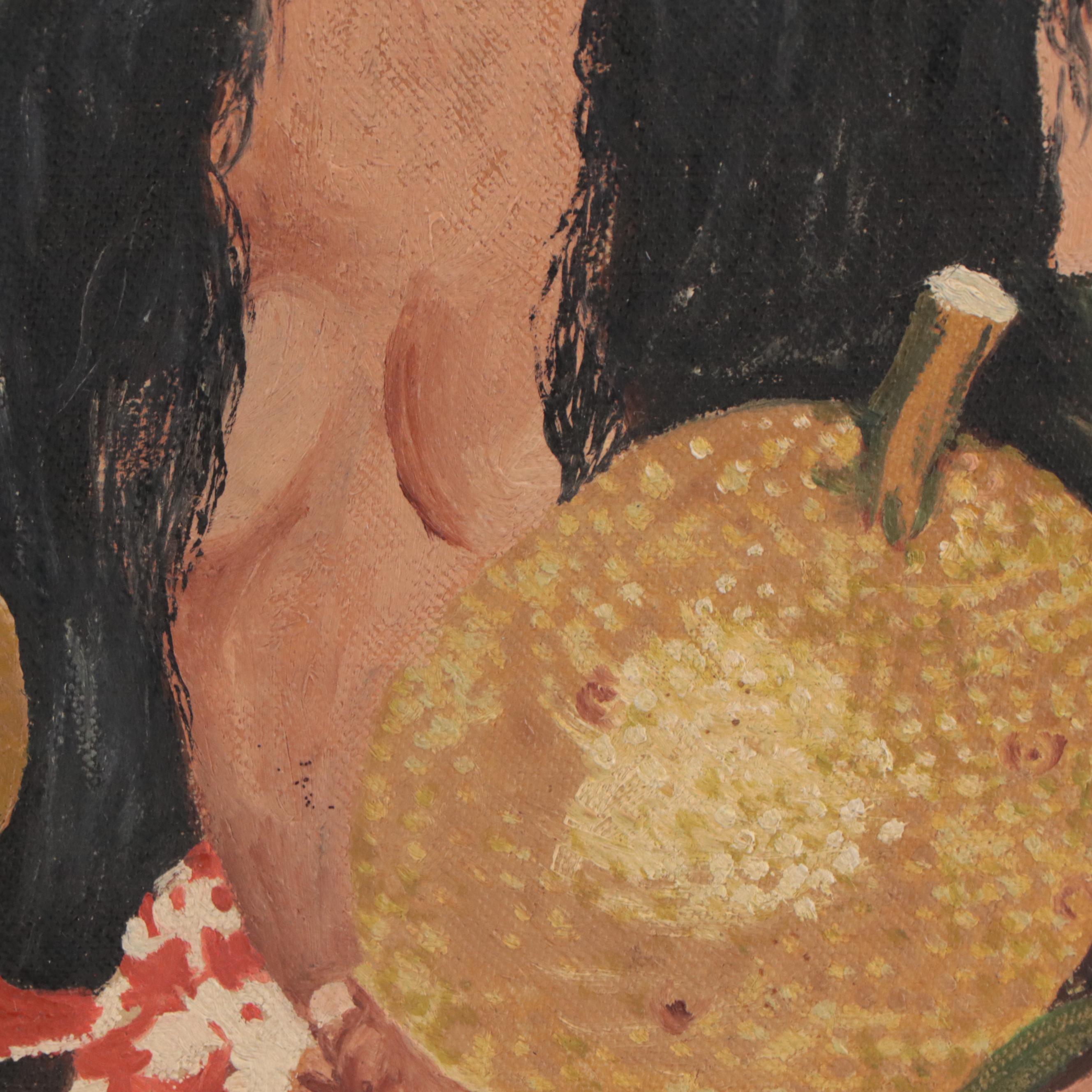 F. Huwel Oil Portrait Painting, 1957