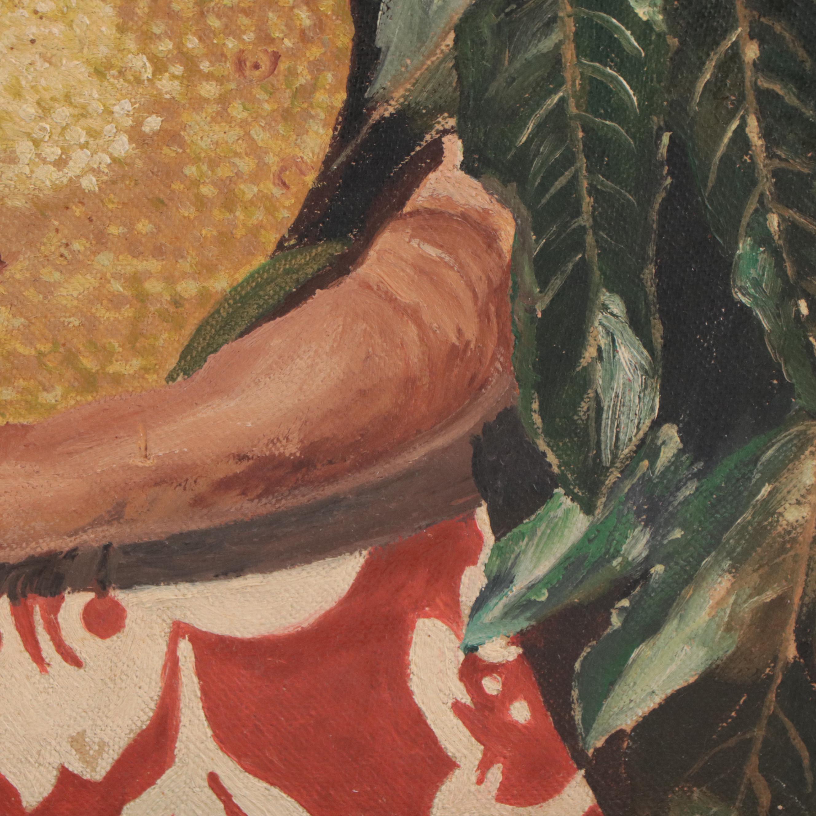 F. Huwel Oil Portrait Painting, 1957