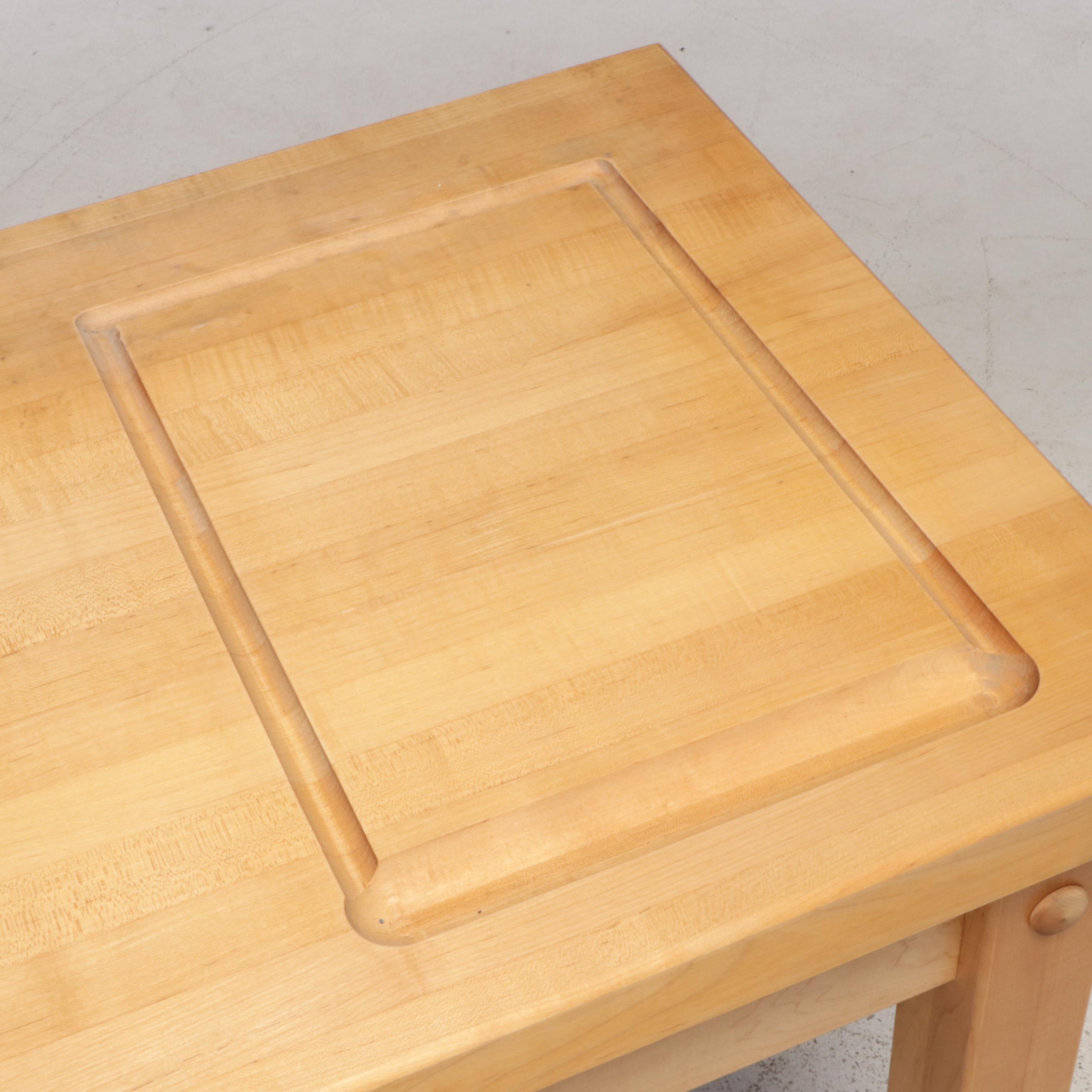 Le Gourmand Maple Butcher Block Rolling Kitchen Island