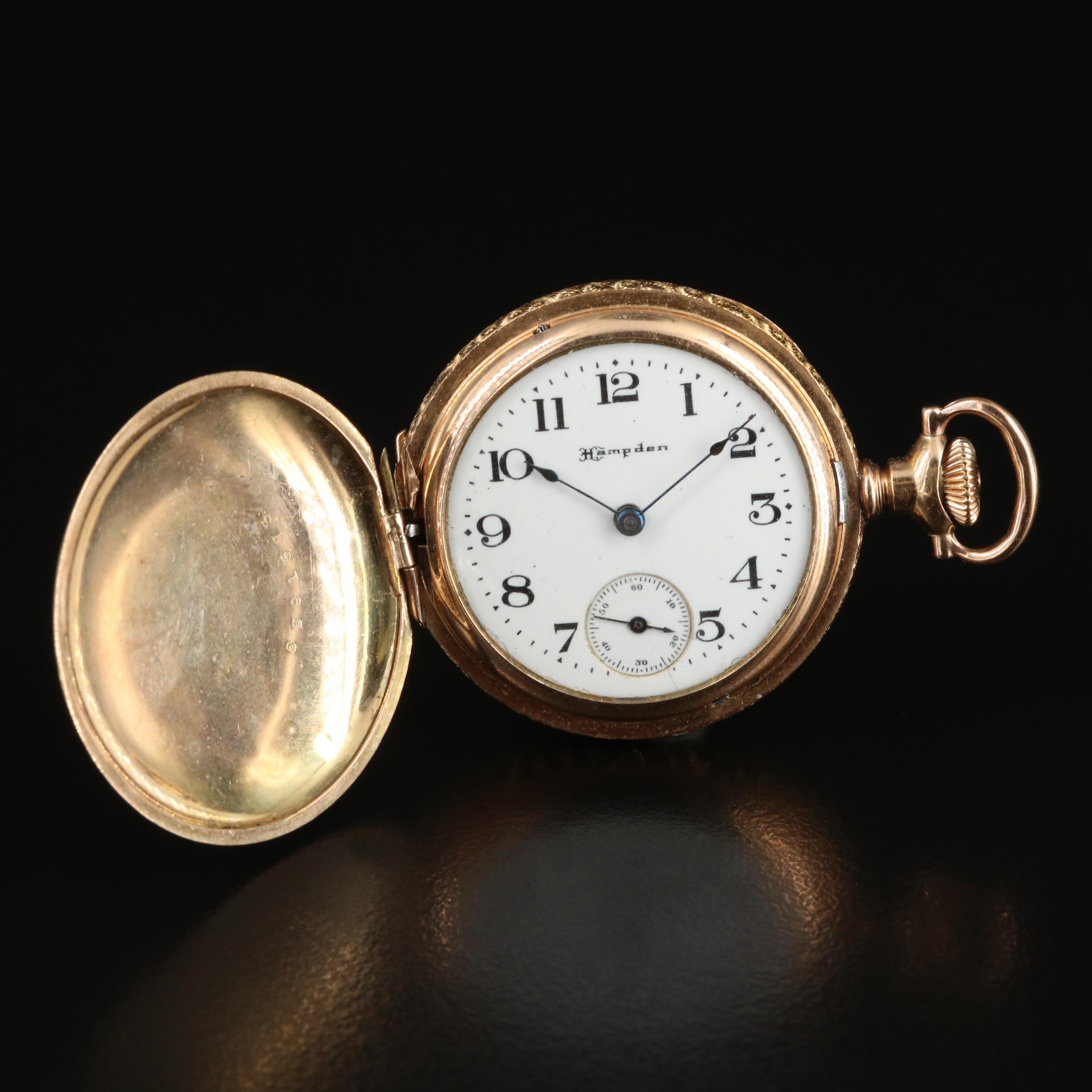 1906 Hampden Gold-Filled Hunting Case Pocket Watch