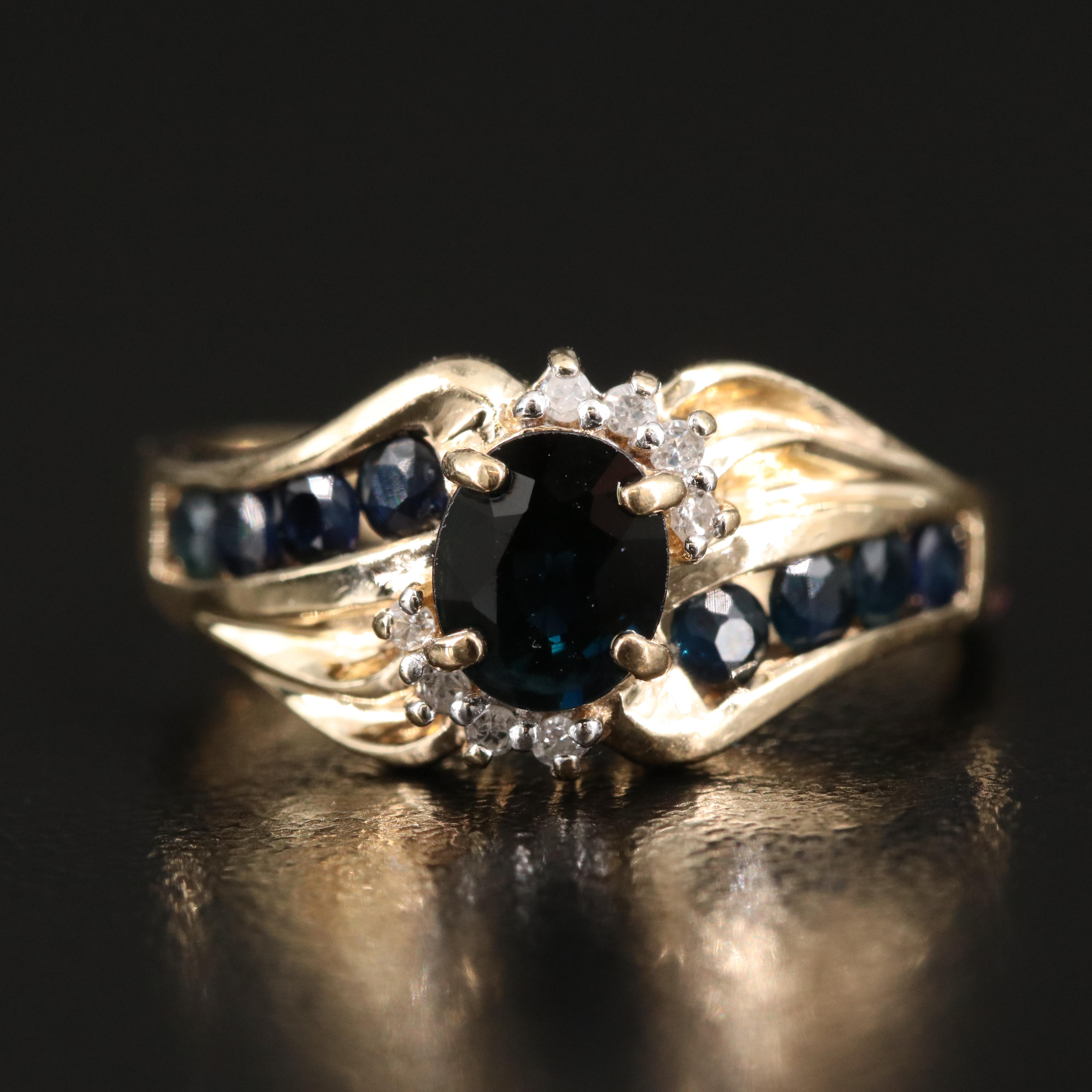10K Sapphire and Diamond Ring