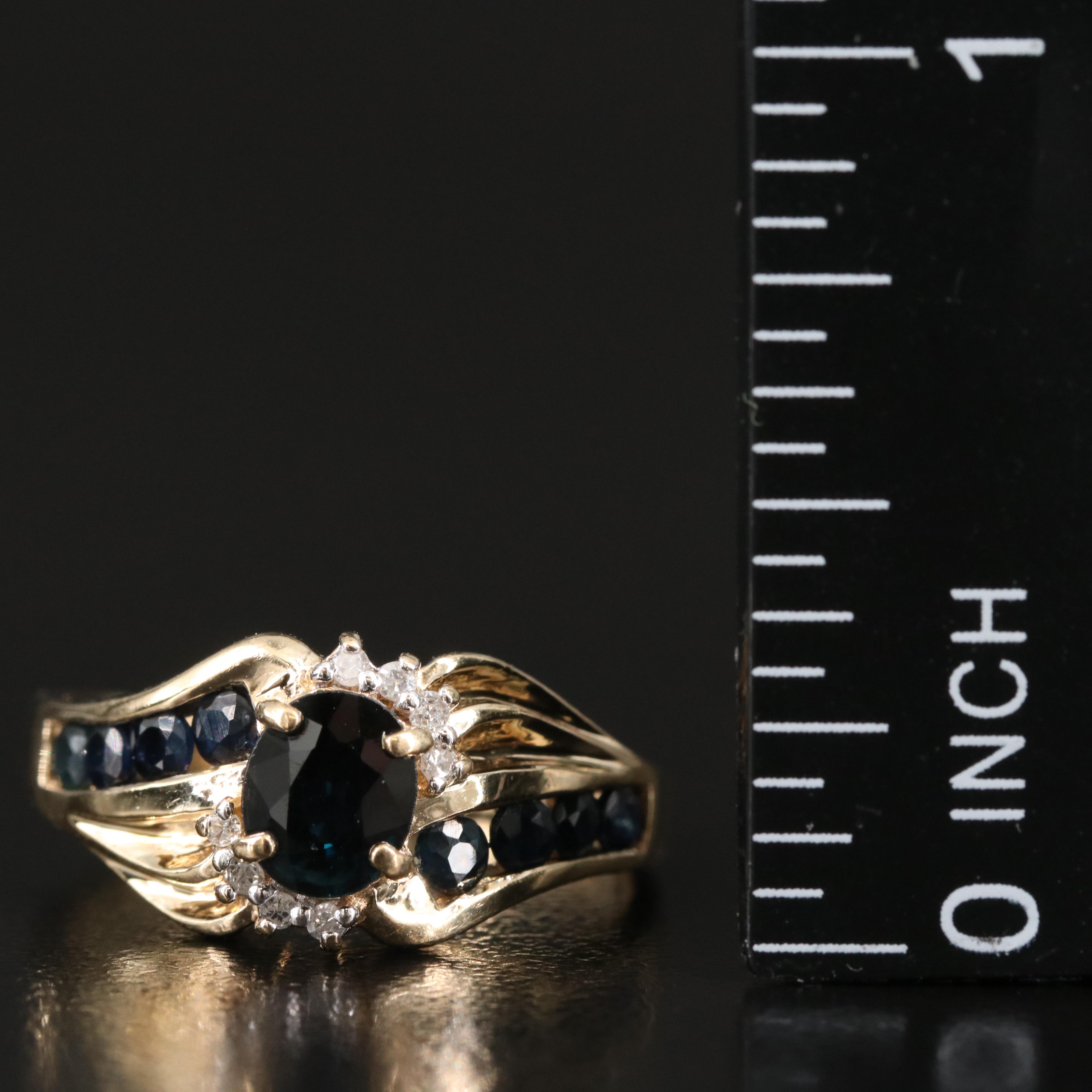 10K Sapphire and Diamond Ring