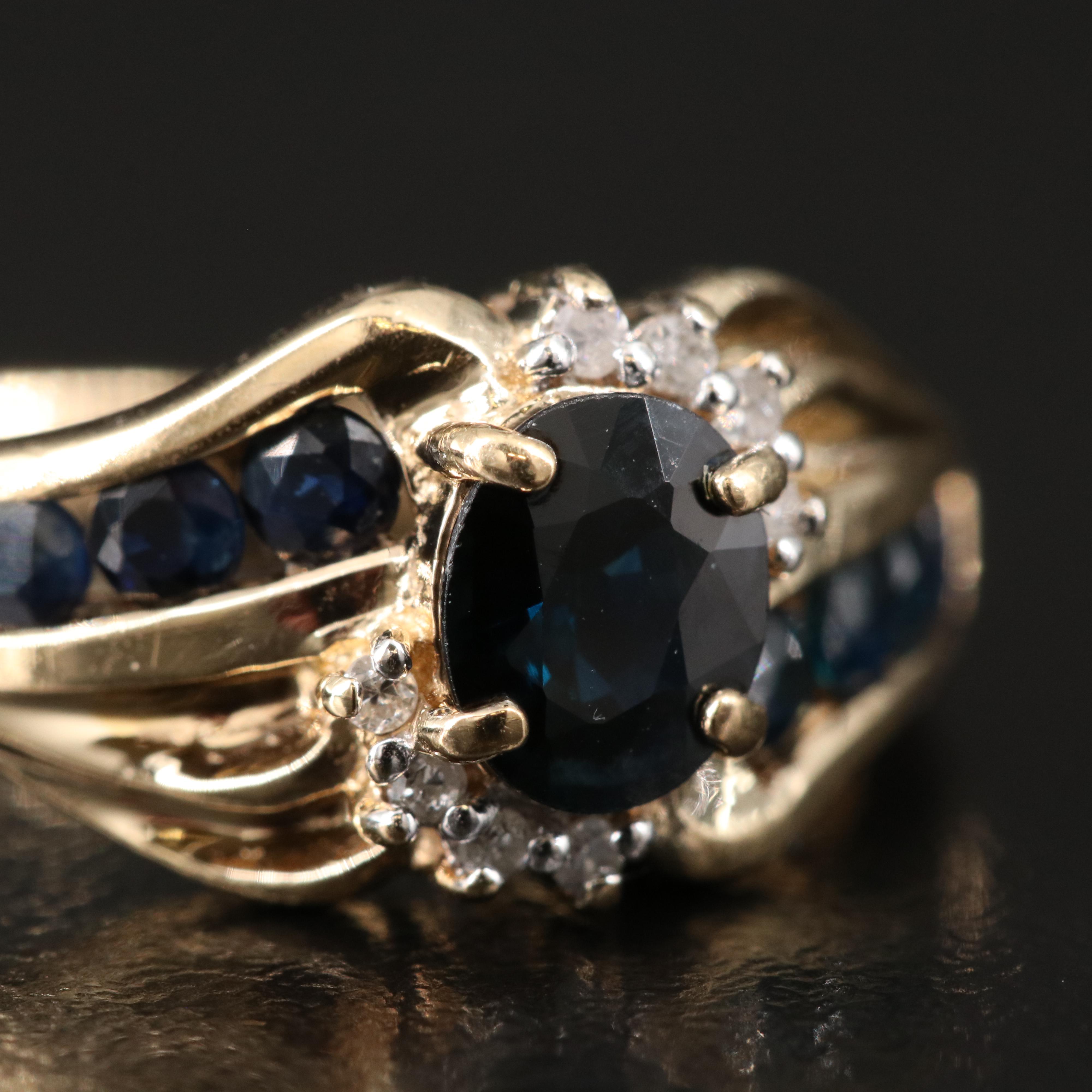 10K Sapphire and Diamond Ring
