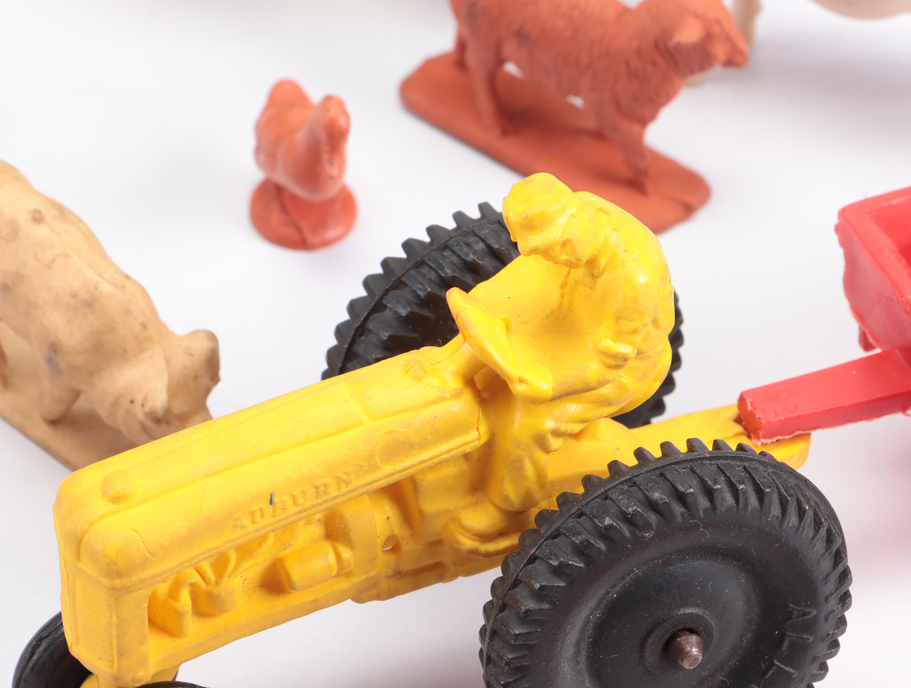 Ertl John Deere Tractor With Resin and Plastic Barn Animals, More