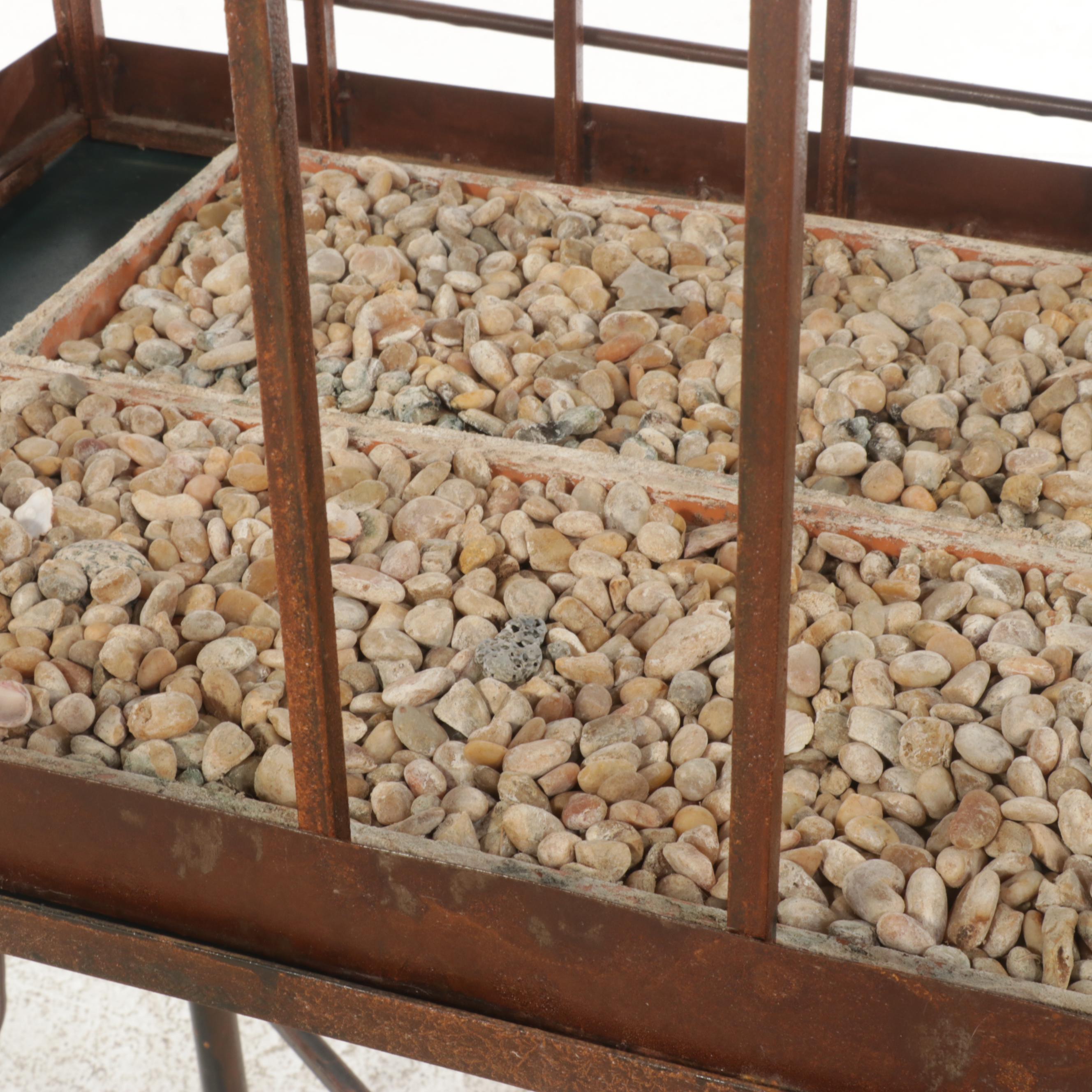 Victorian Style Metal and Glass Terrarium on Stand