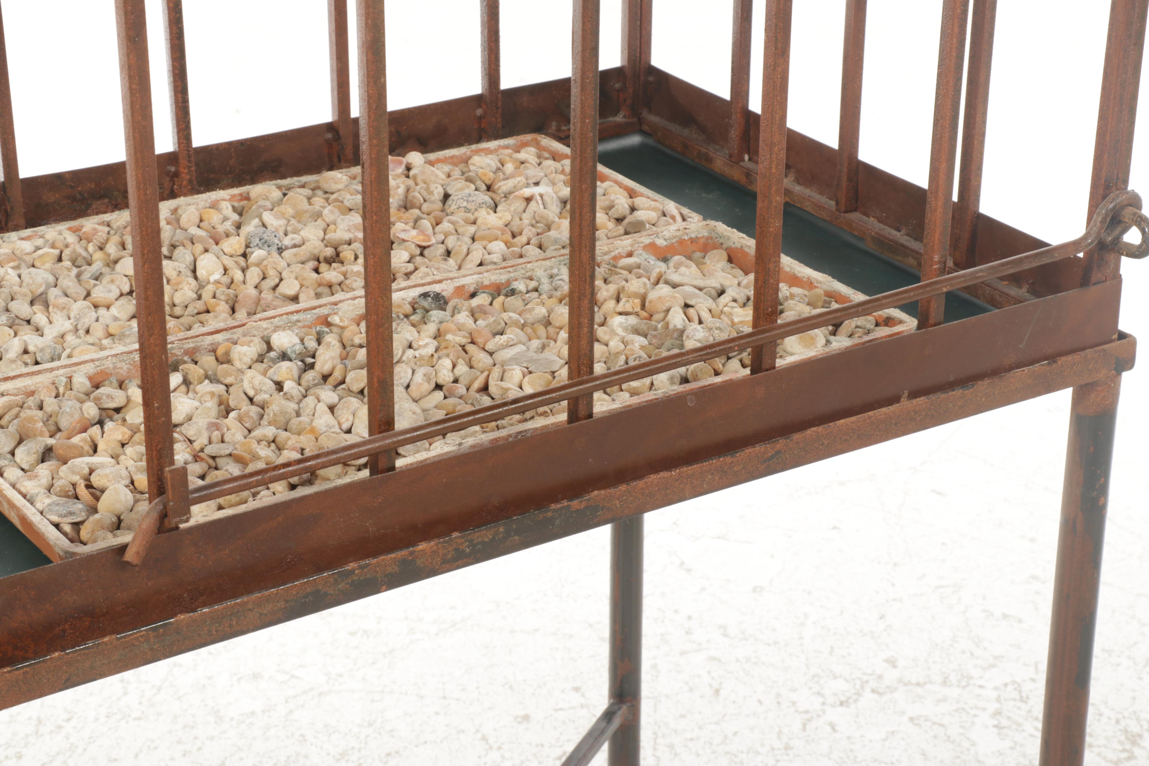 Victorian Style Metal and Glass Terrarium on Stand