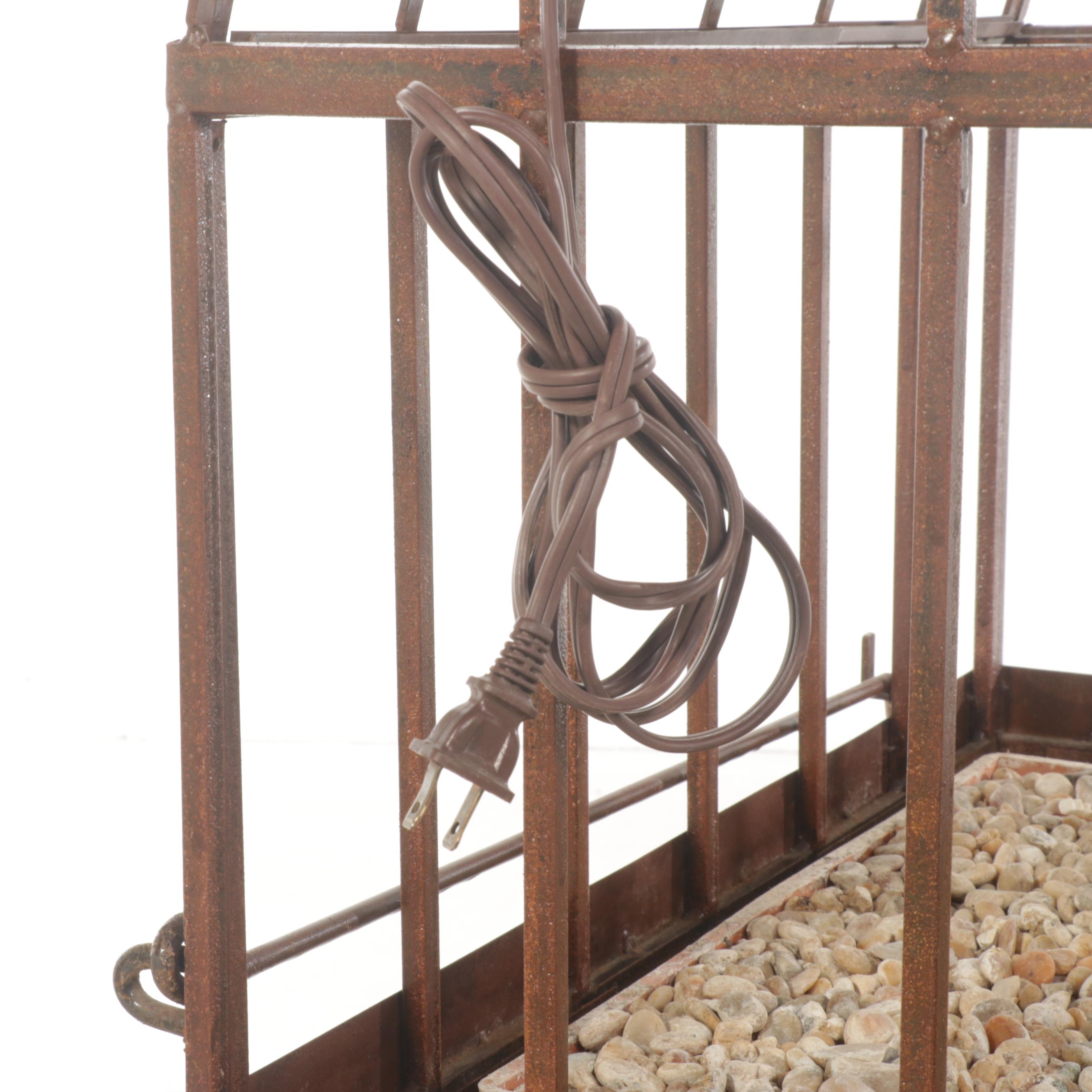 Victorian Style Metal and Glass Terrarium on Stand