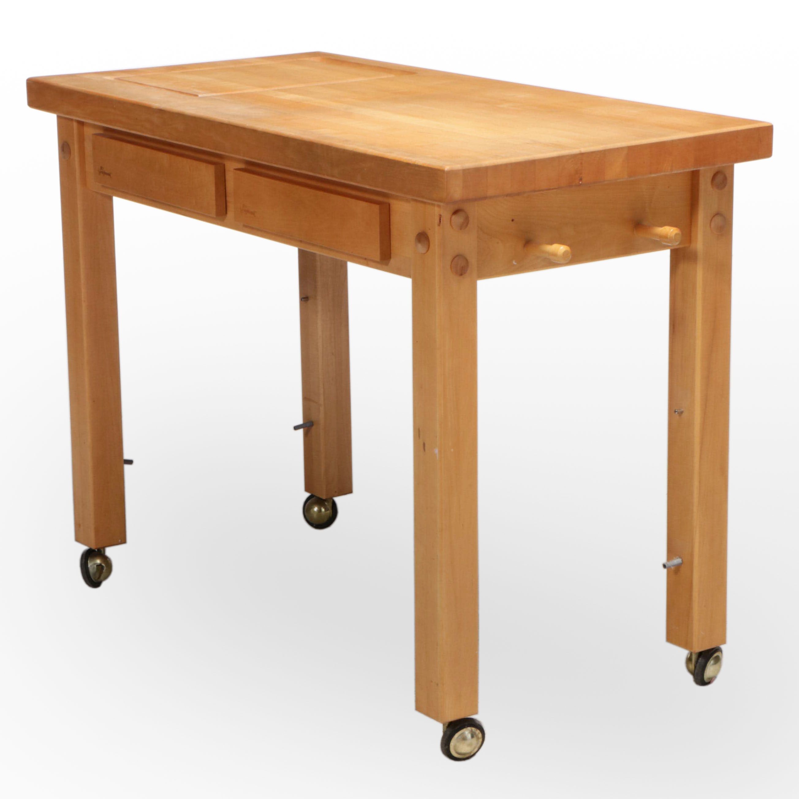 Le Gourmand Maple Butcher Block Rolling Kitchen Island