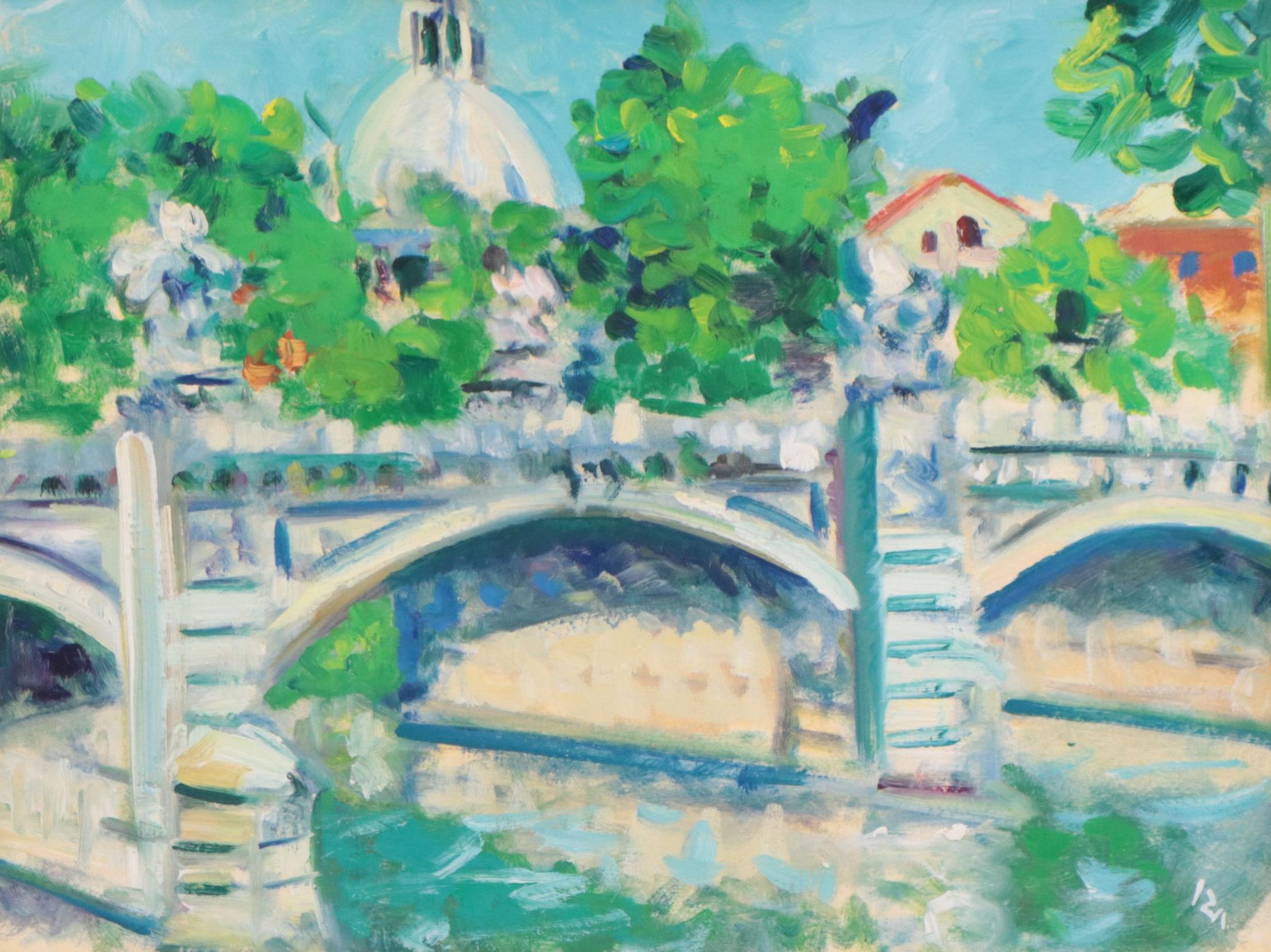 Ira Goldberg Italian Cityscape Oil Painting "The Tiber at Sunset"