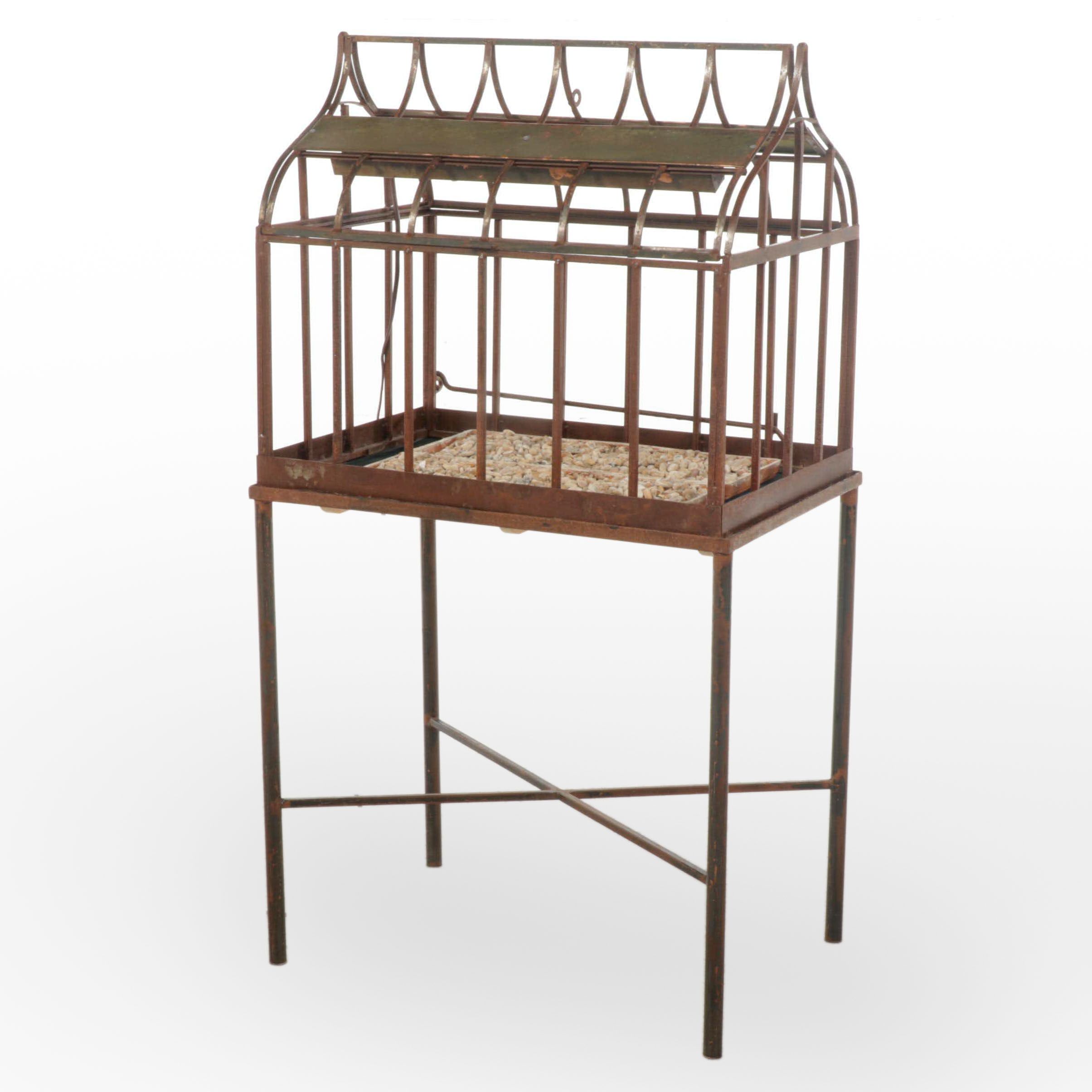 Victorian Style Metal and Glass Terrarium on Stand