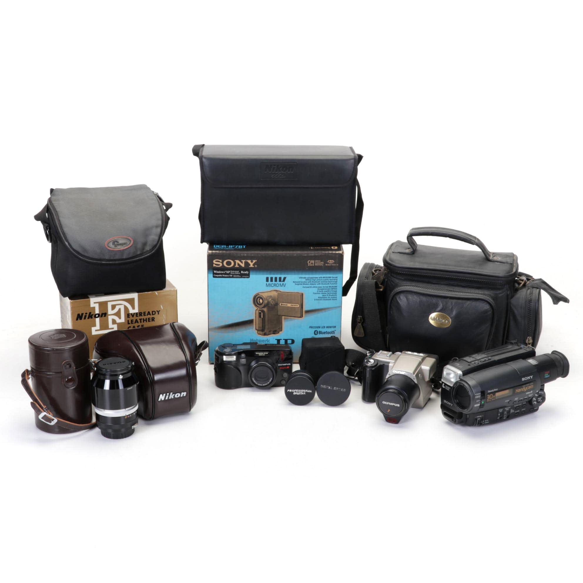 Sony Handycams, Nikon and Olympus Cameras and Lenses