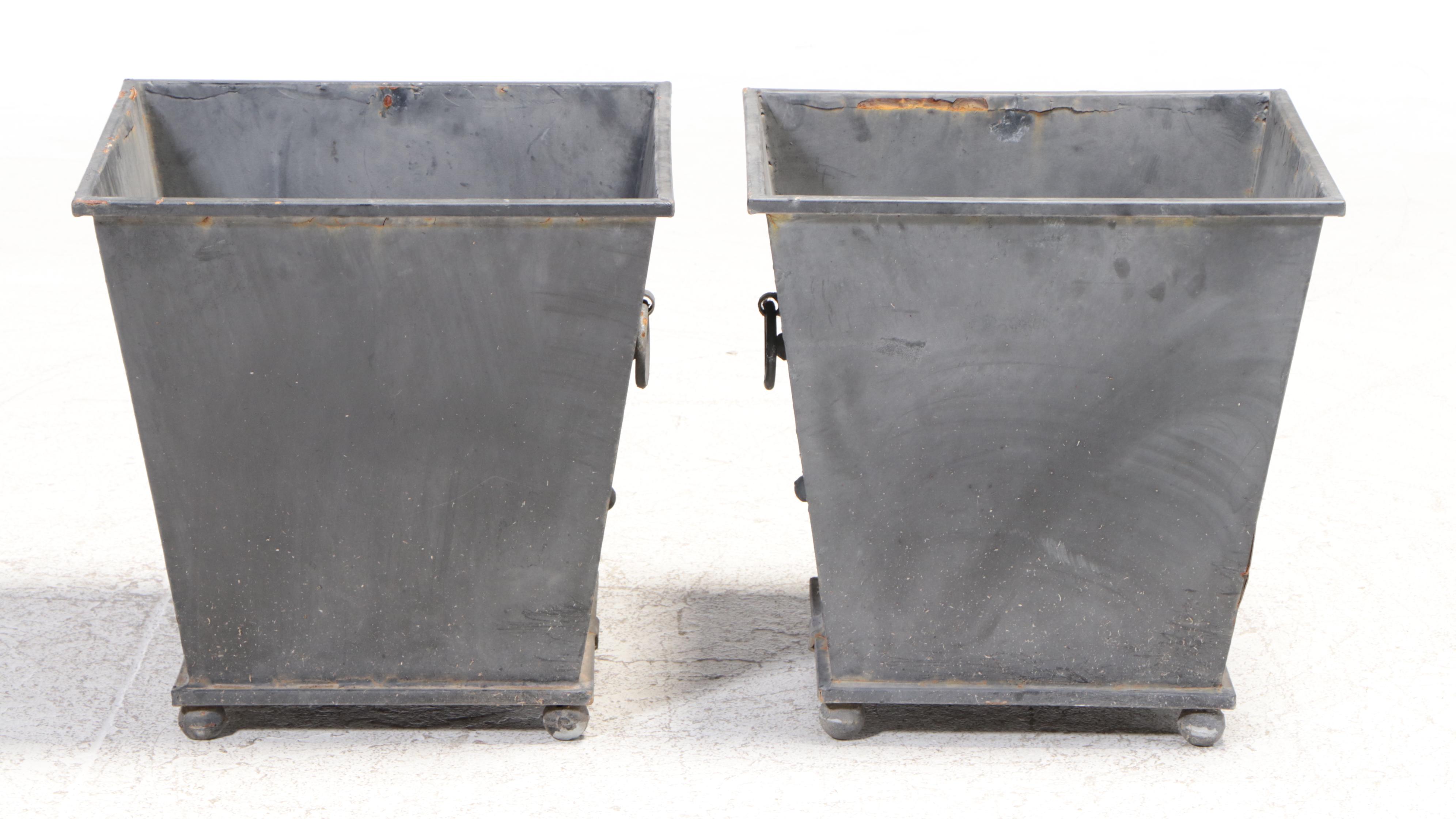 Pair of Neoclassical Style Painted Metal Planters