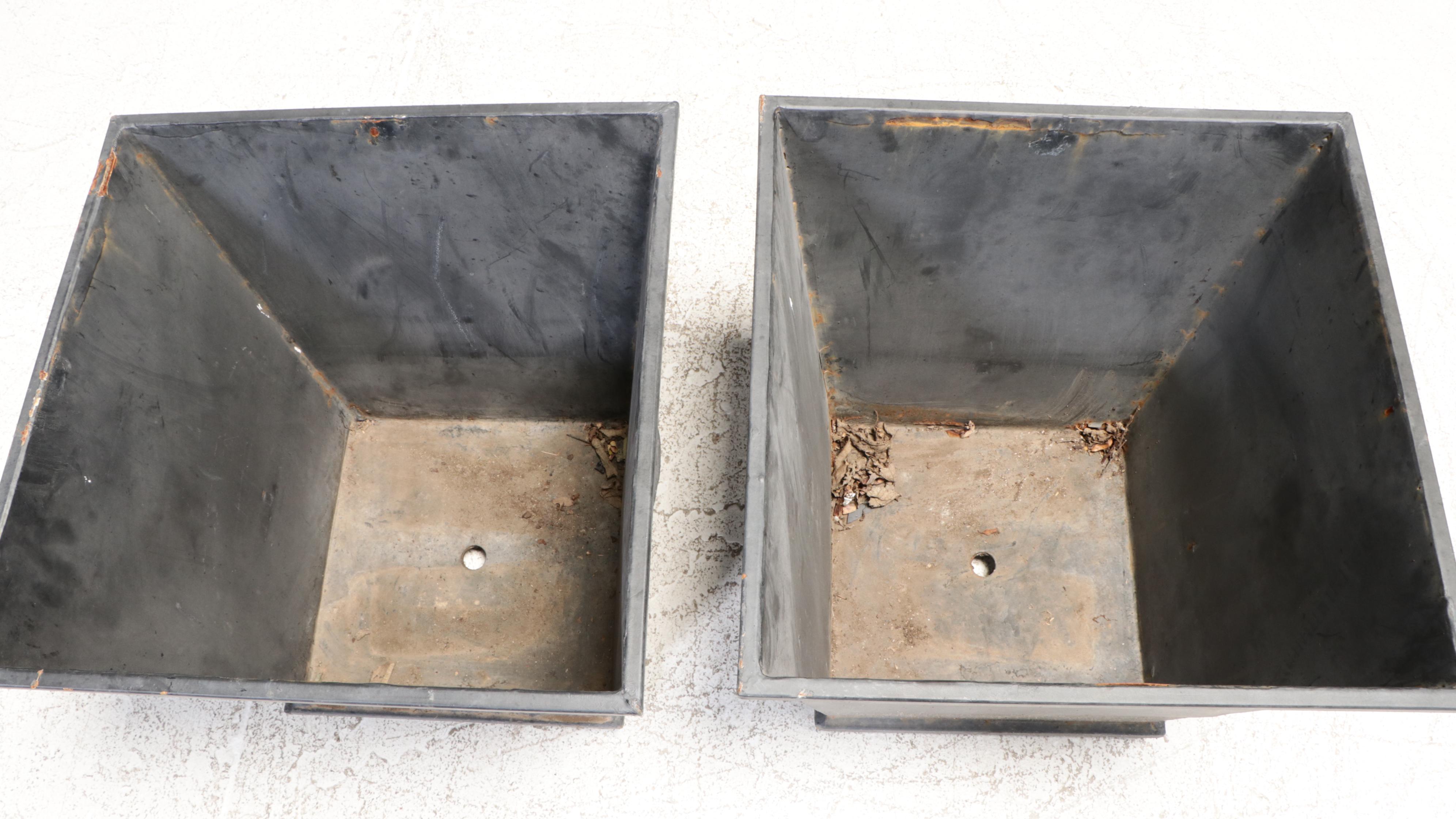 Pair of Neoclassical Style Painted Metal Planters