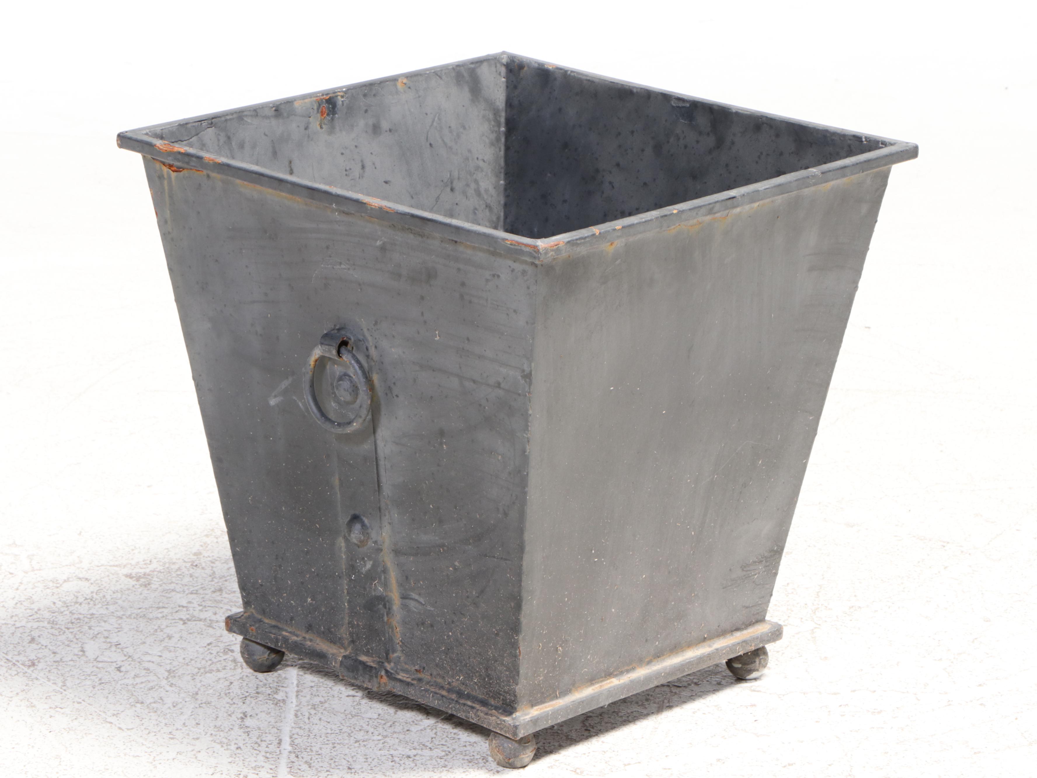 Pair of Neoclassical Style Painted Metal Planters