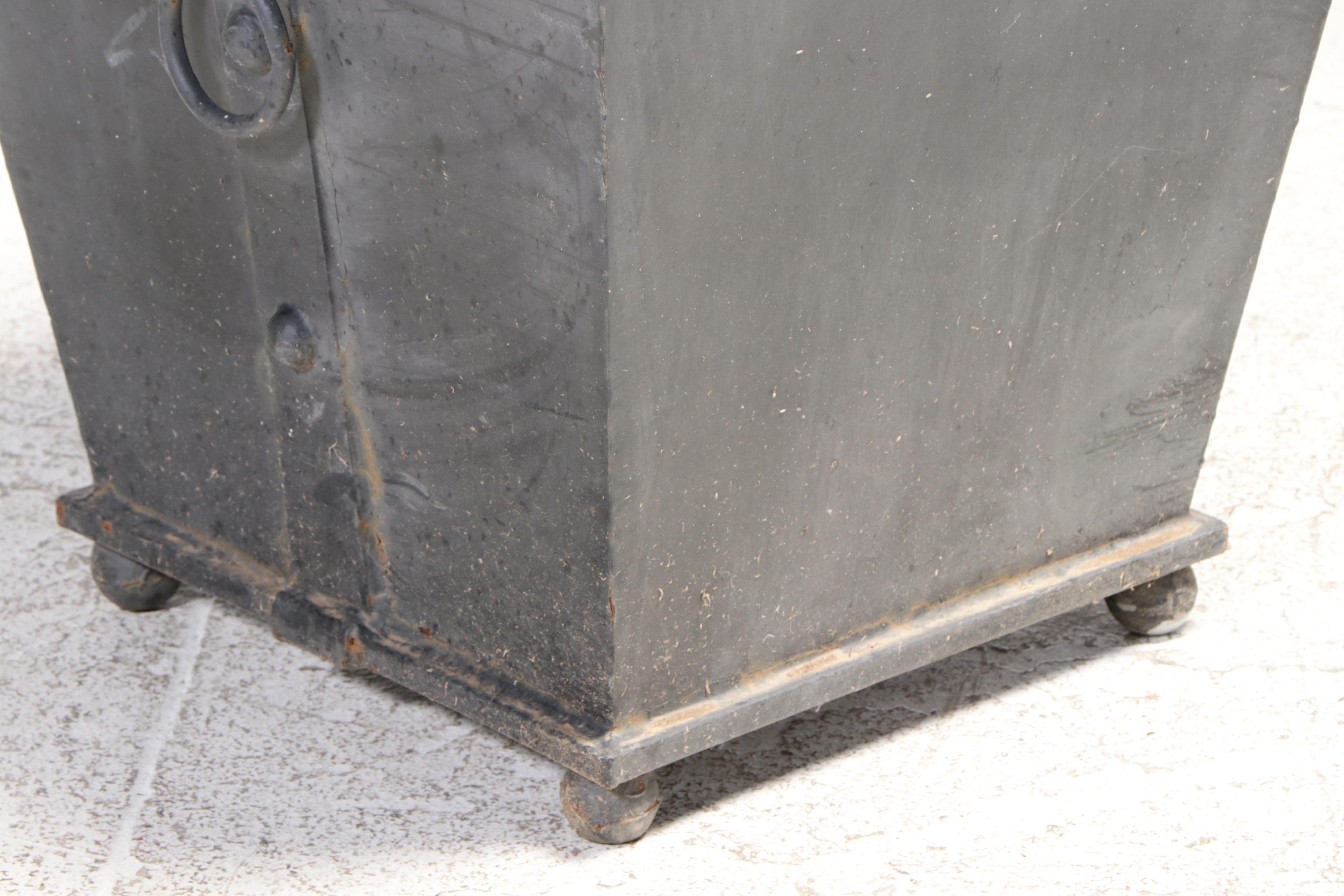 Pair of Neoclassical Style Painted Metal Planters