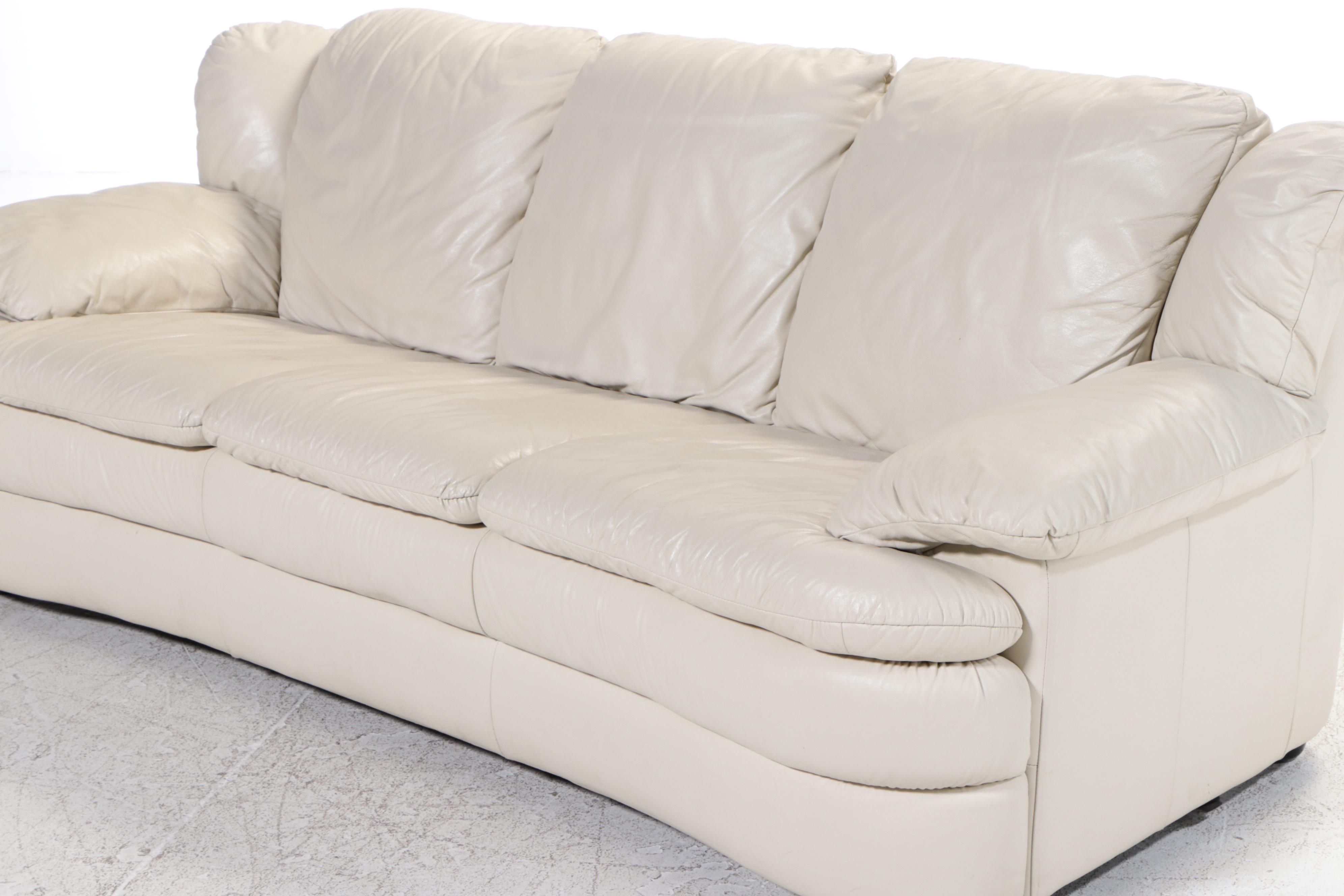 Italian Leather Three-Seat Sofa, Late 20th Century