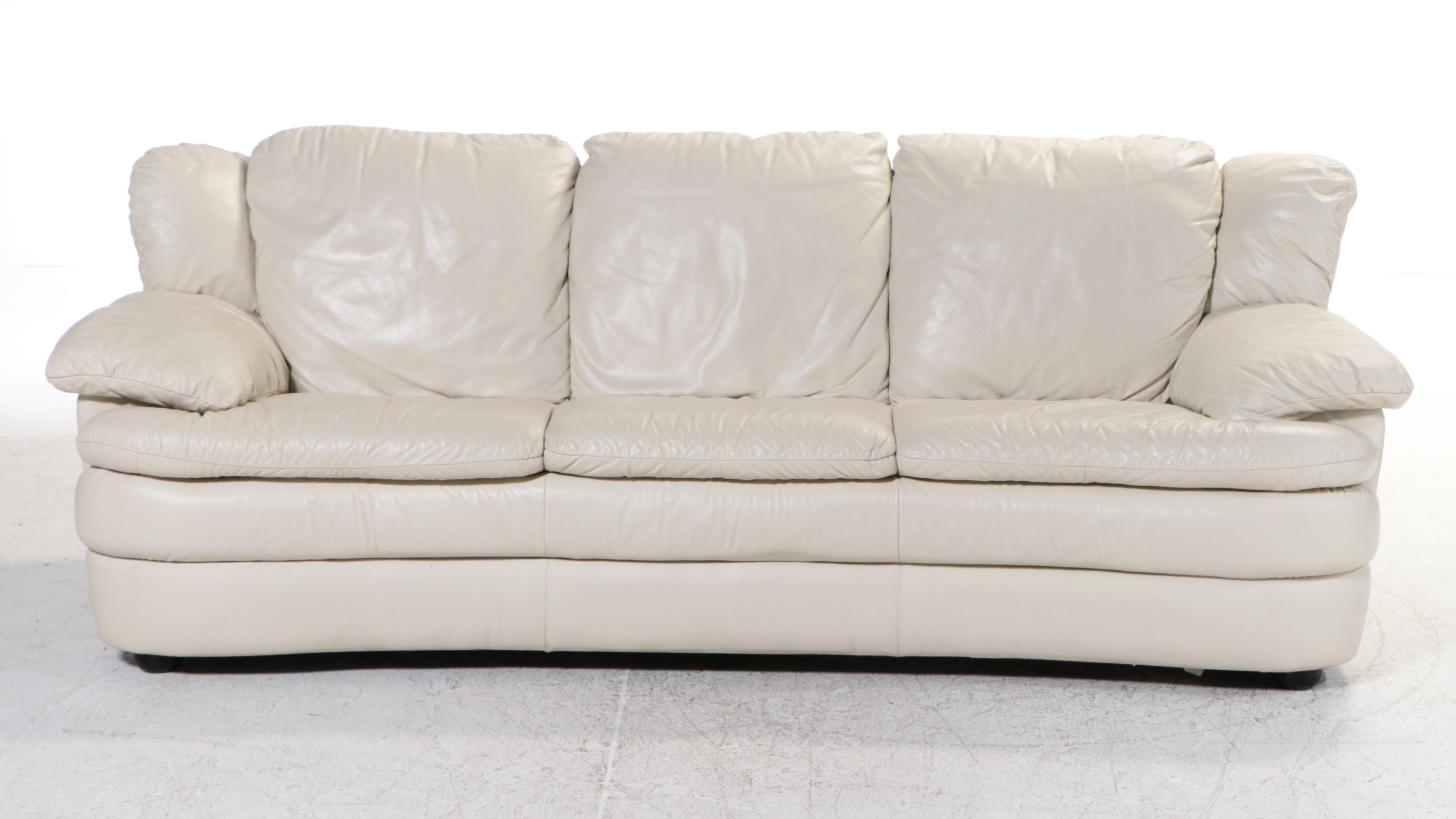 Italian Leather Three-Seat Sofa, Late 20th Century