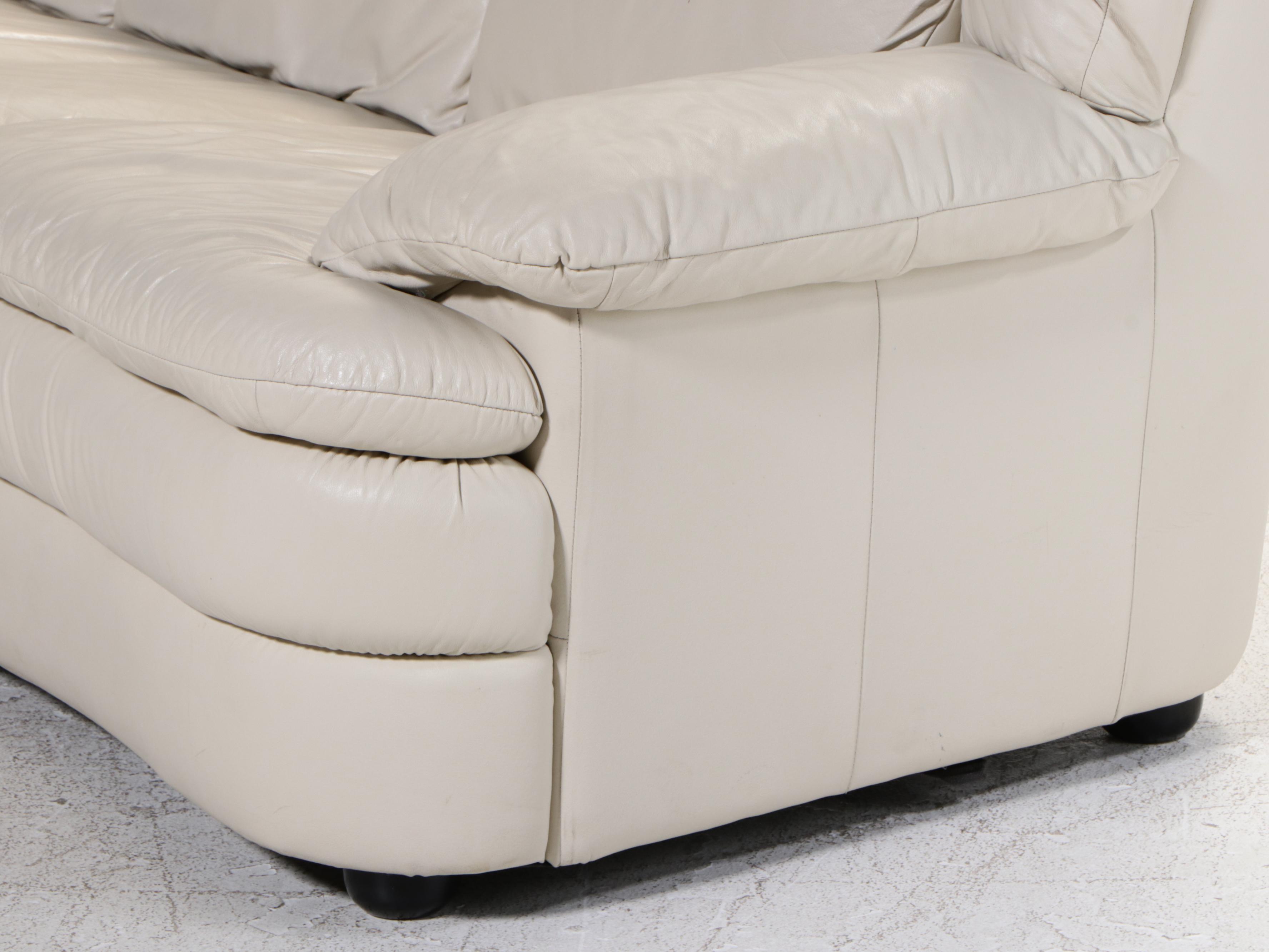 Italian Leather Three-Seat Sofa, Late 20th Century