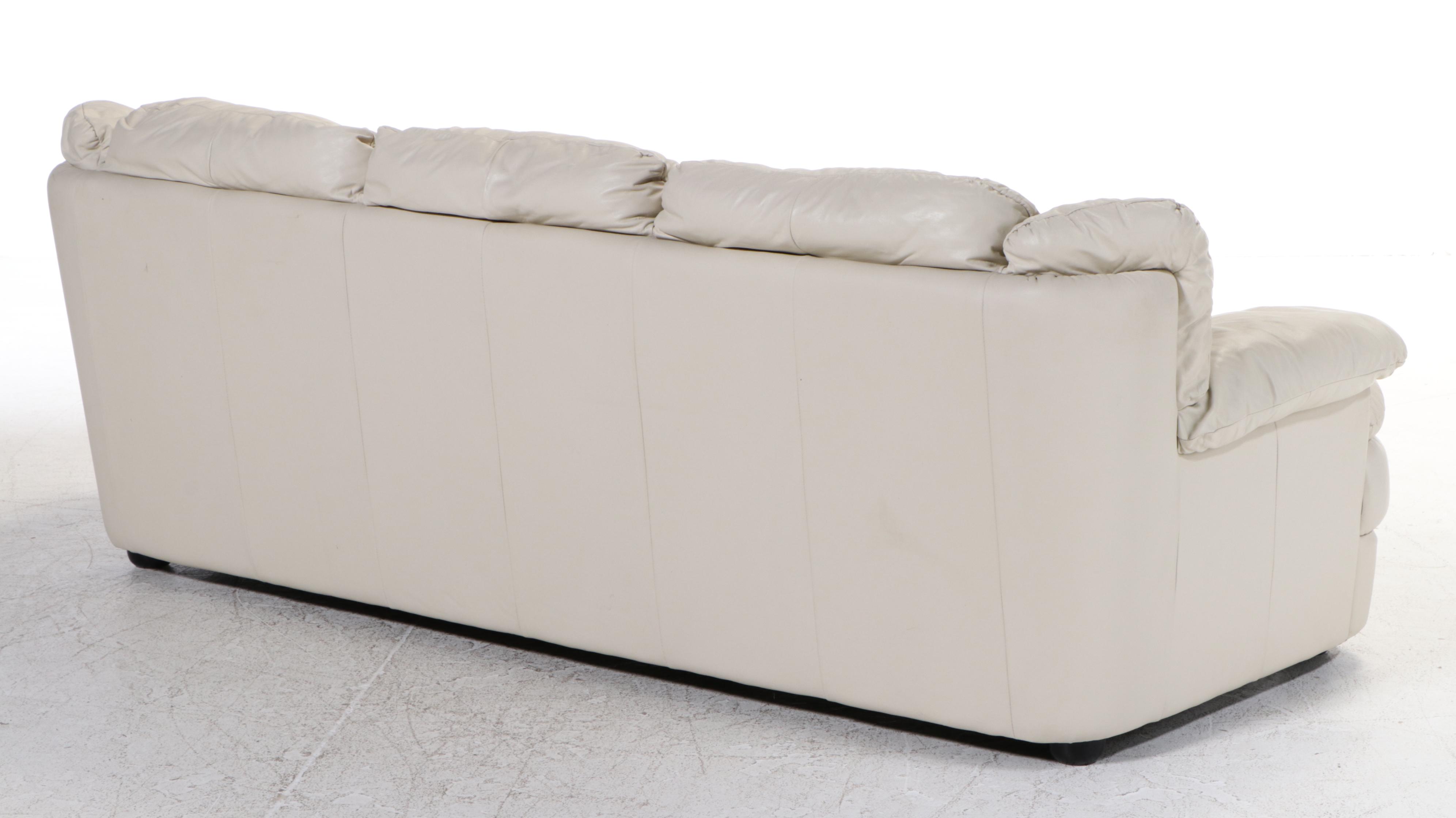 Italian Leather Three-Seat Sofa, Late 20th Century