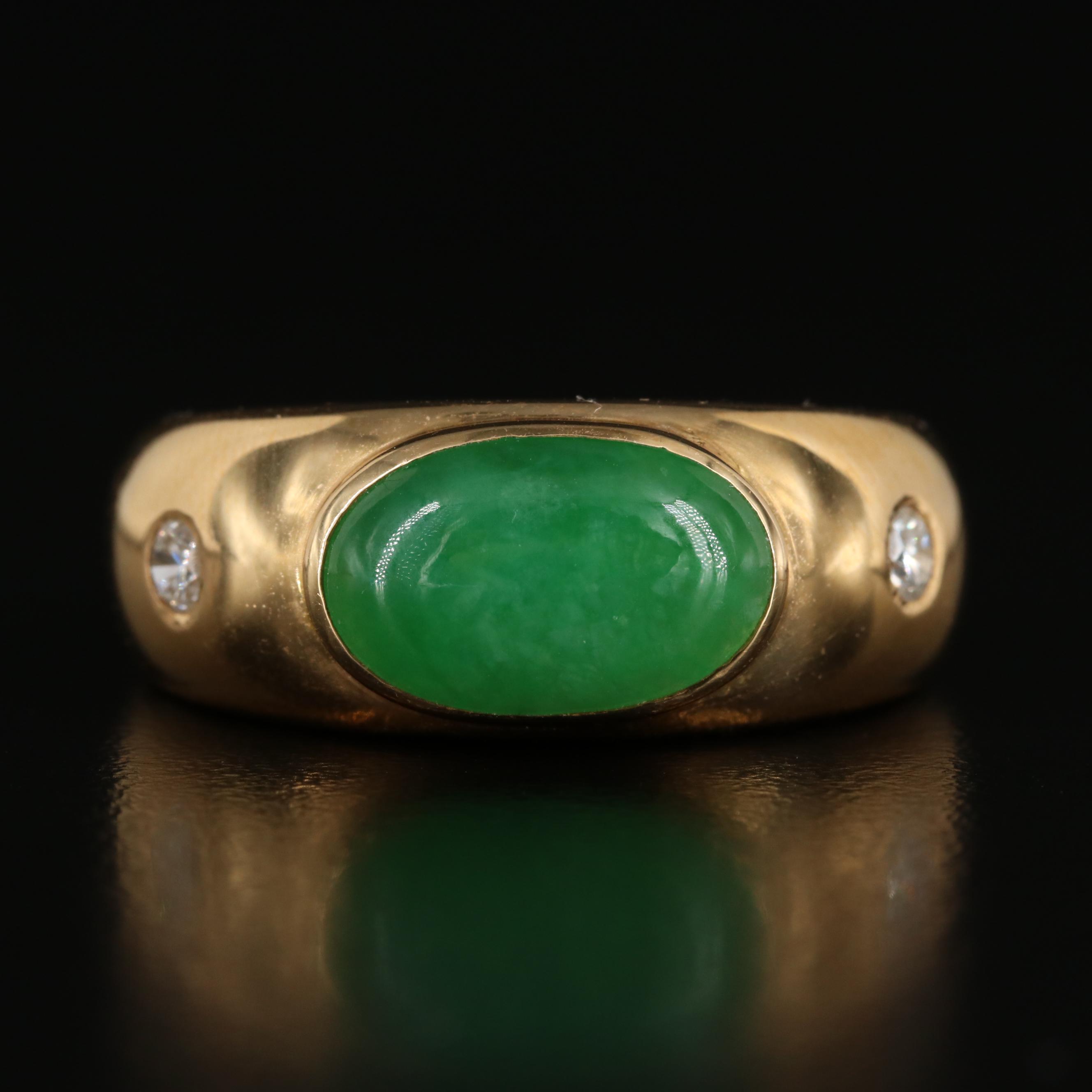 18K Jadeite and Diamond Ring