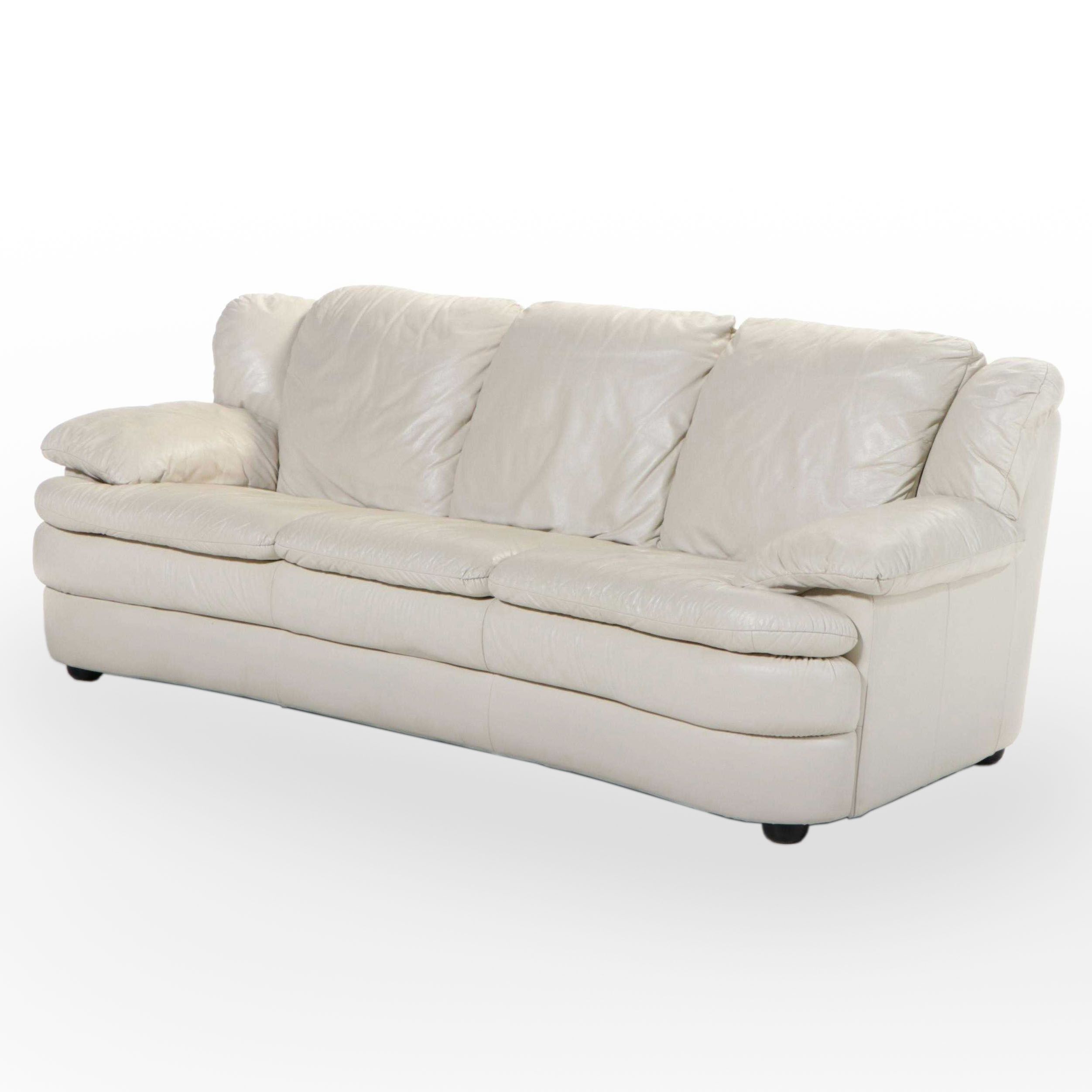 Italian Leather Three-Seat Sofa, Late 20th Century