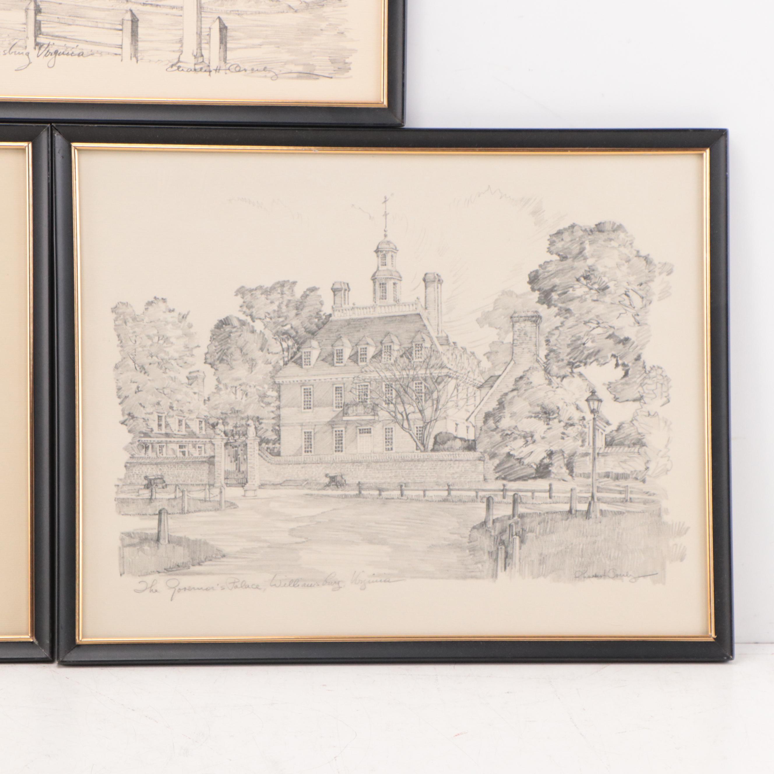 Halftones After Charles H. Overly of Buildings In Williamsburg, Virginia