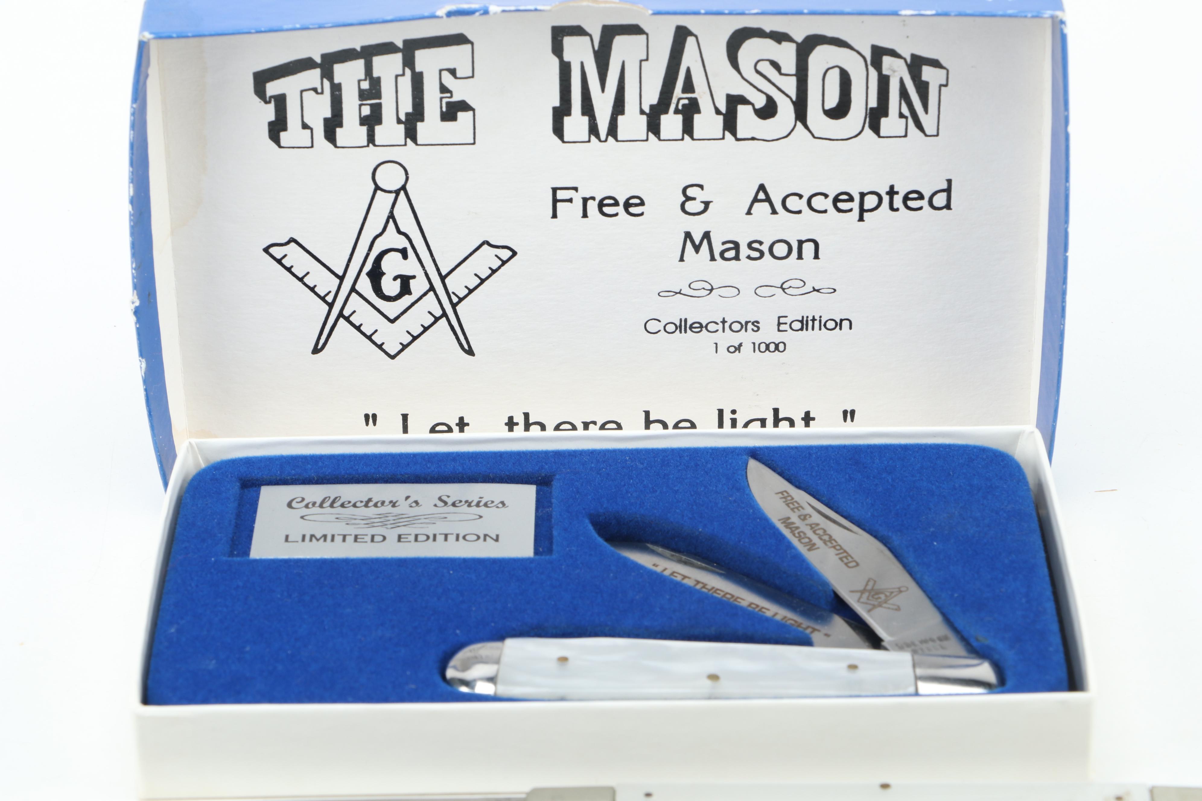Krementz Masonic Tie Clip with Masonic and Other Pocket Knives