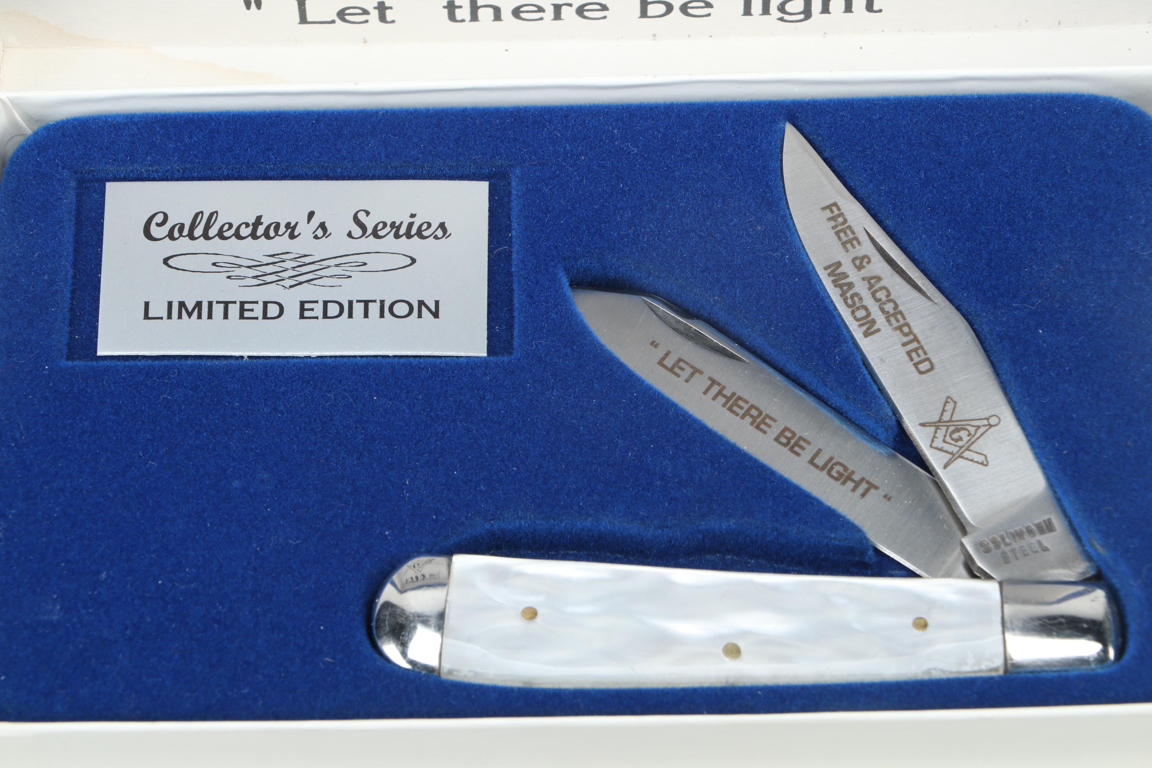 Krementz Masonic Tie Clip with Masonic and Other Pocket Knives