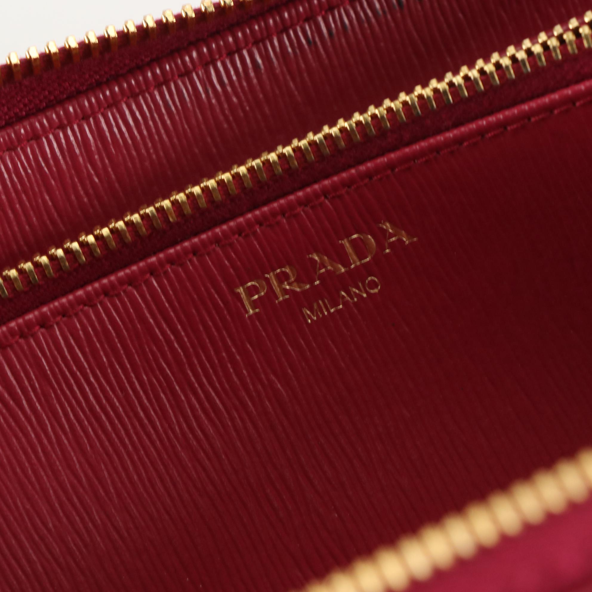 Prada Long Zip Around Wallet in Magenta Tessuto Nylon and Leather Trim, with Box