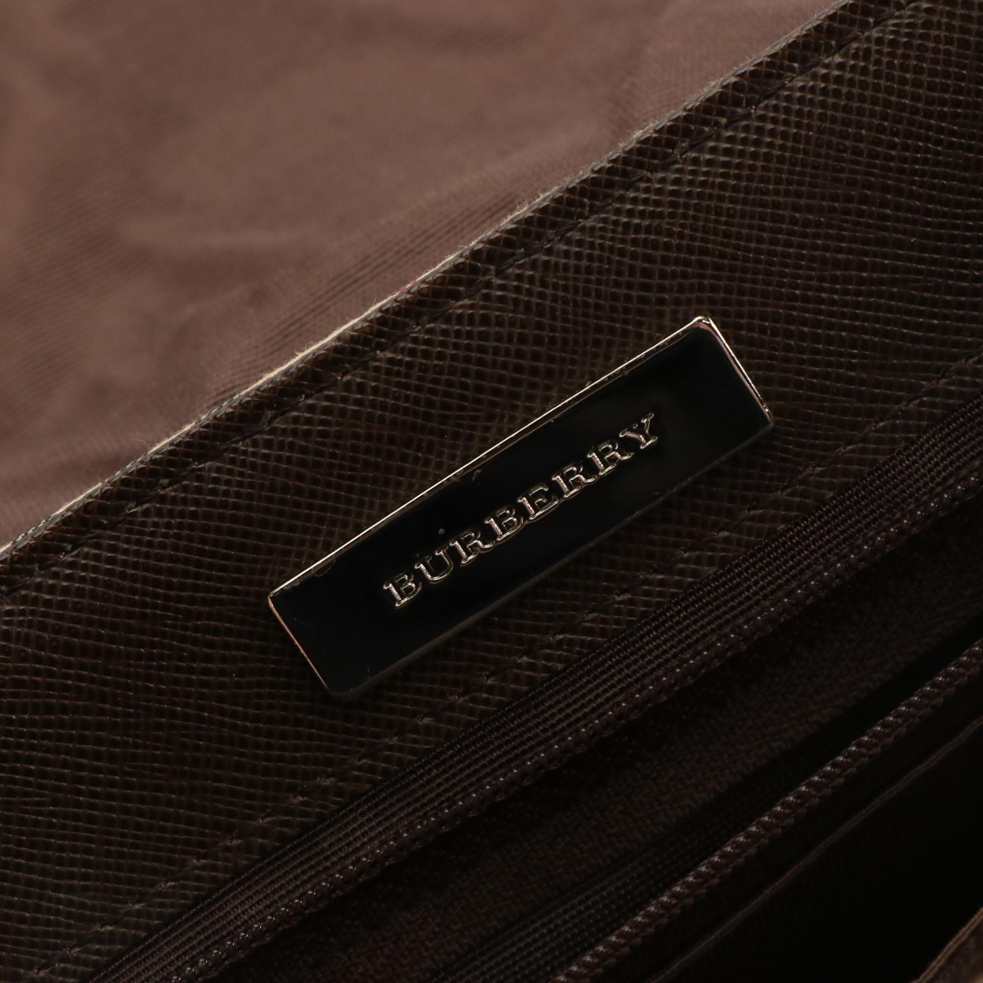 Burberry Flap Front Shoulder Bag in House Check Canvas and Leather Trim