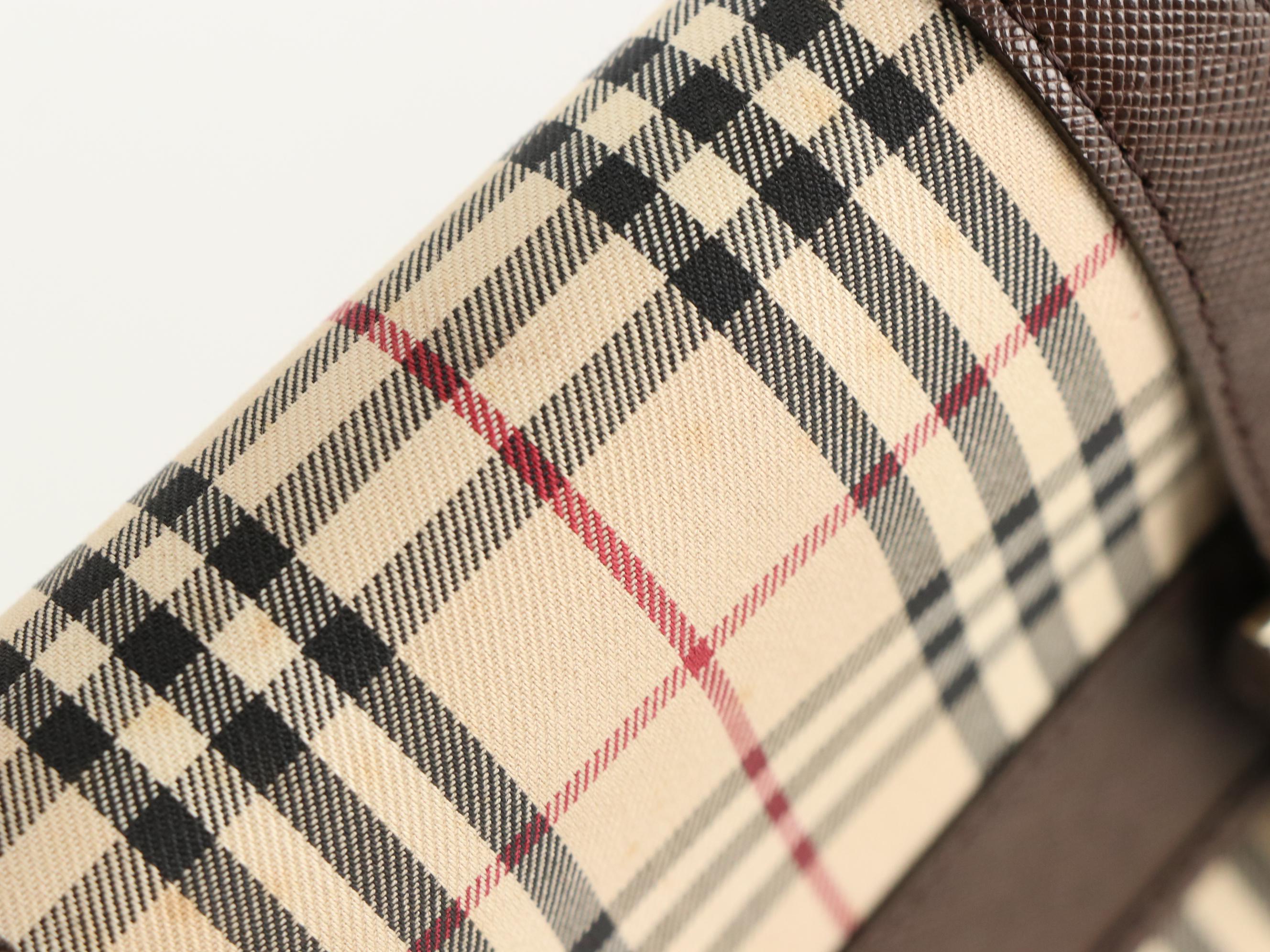 Burberry Flap Front Shoulder Bag in House Check Canvas and Leather Trim