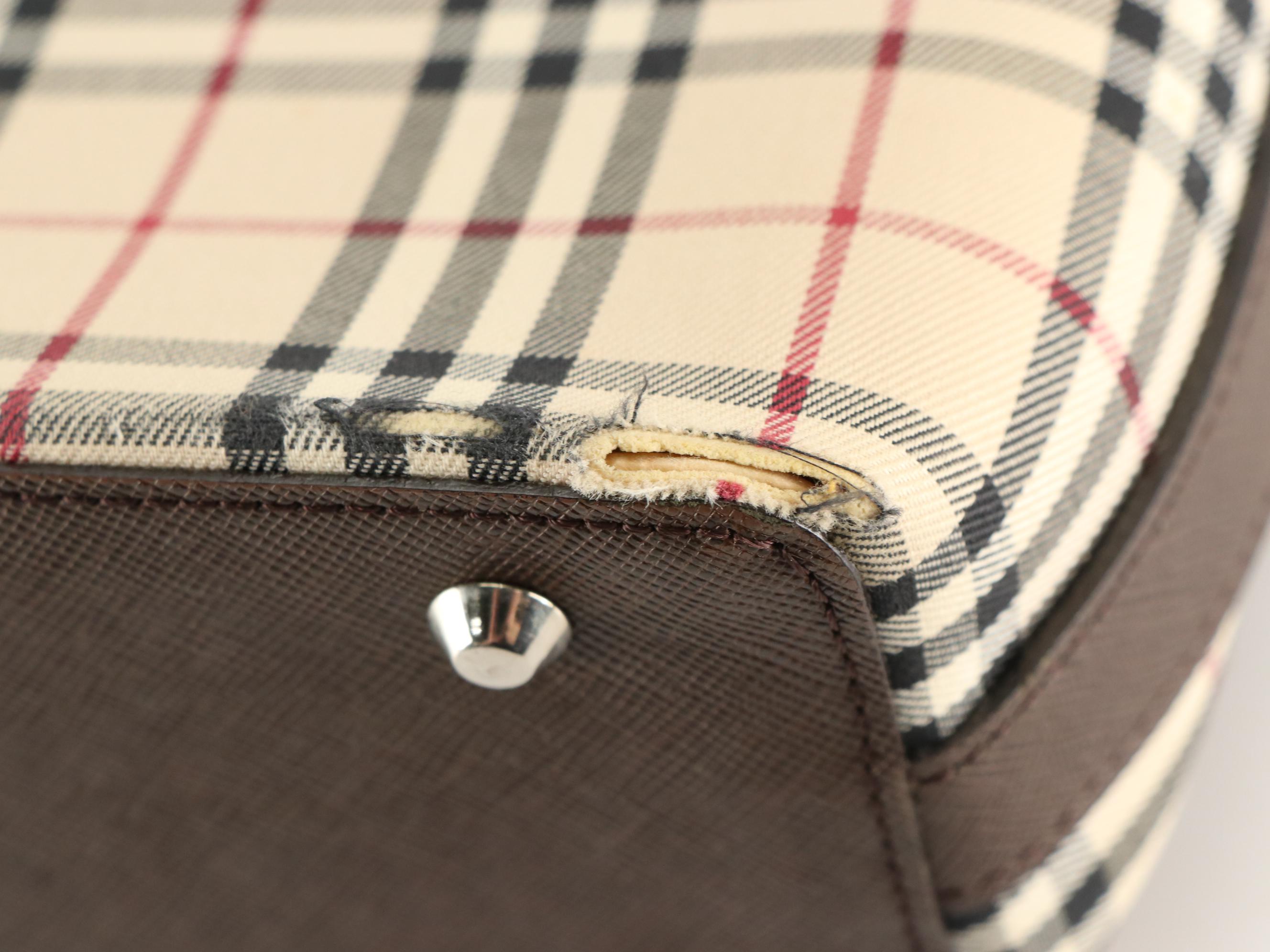 Burberry Flap Front Shoulder Bag in House Check Canvas and Leather Trim