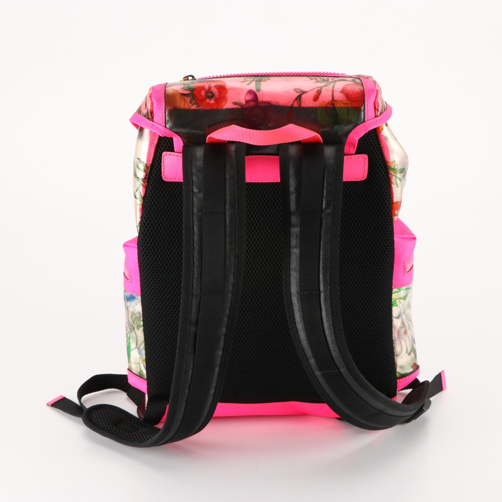 Gucci Flora PVC Double Buckle Drawstring Backpack