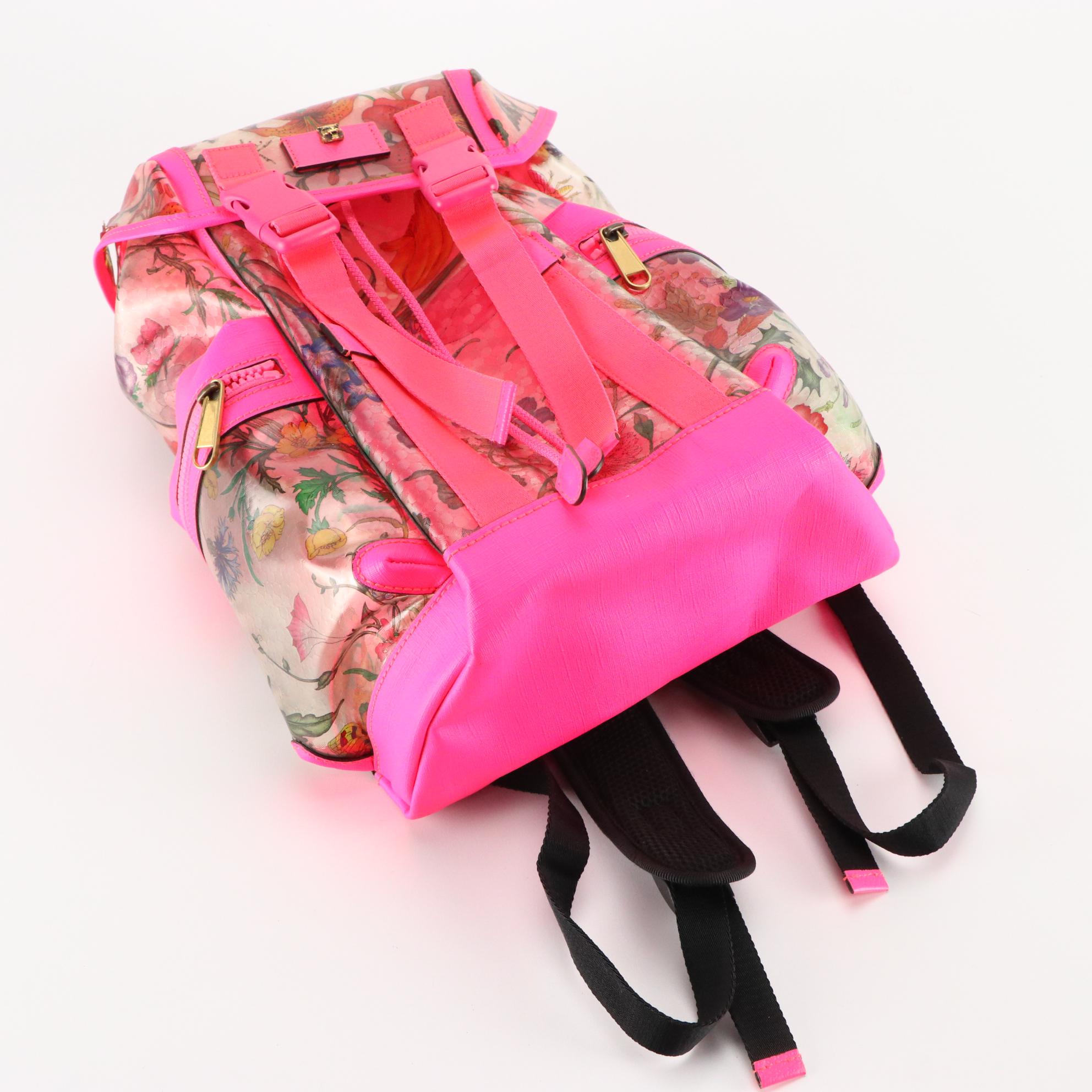 Gucci Flora PVC Double Buckle Drawstring Backpack