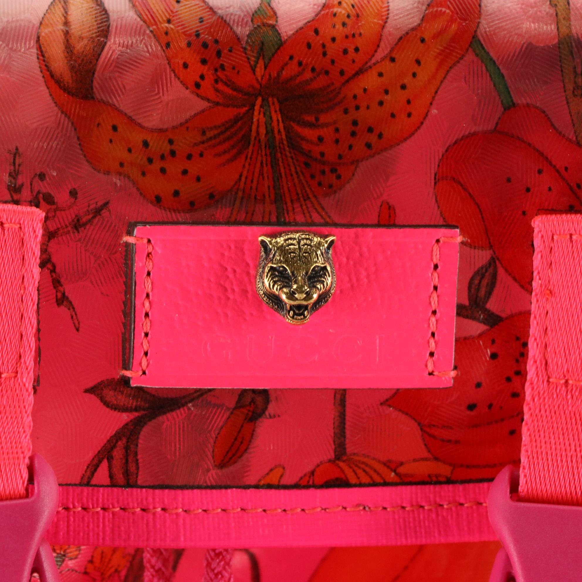 Gucci Flora PVC Double Buckle Drawstring Backpack