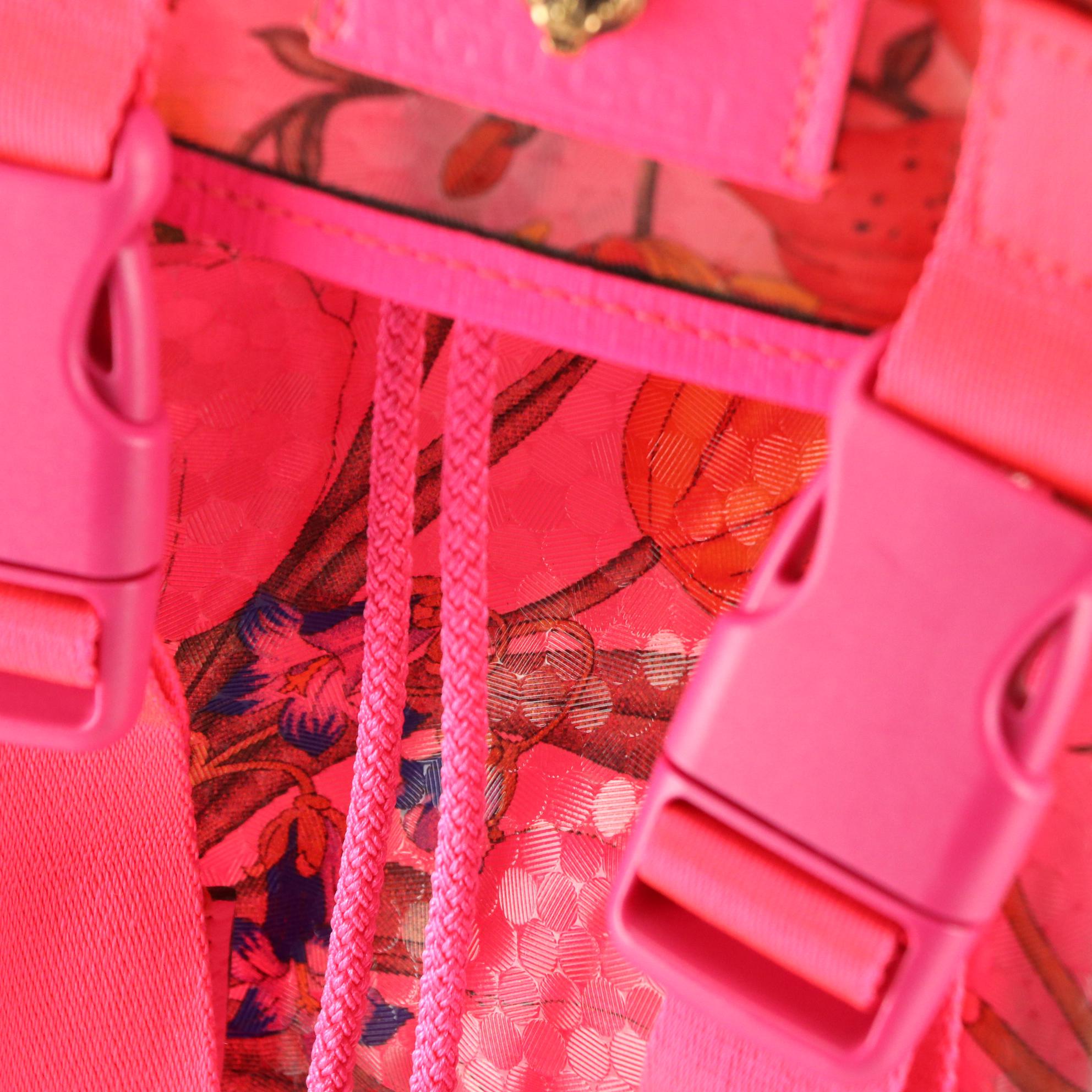 Gucci Flora PVC Double Buckle Drawstring Backpack