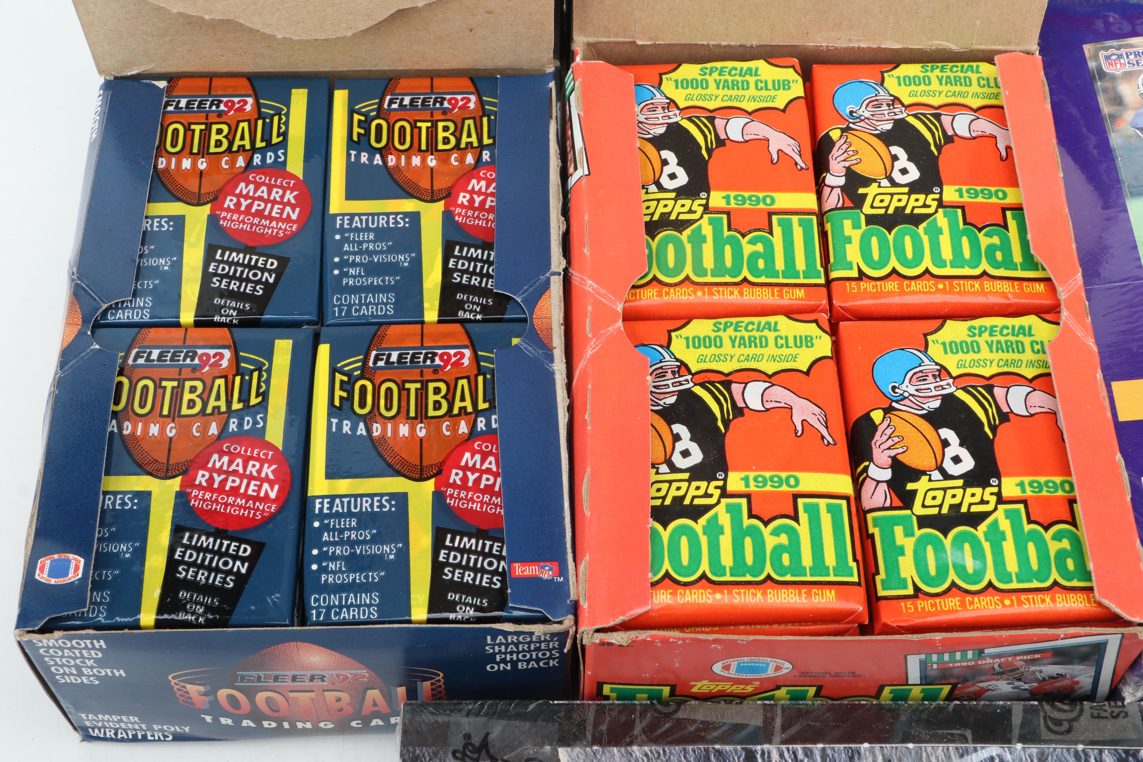 Topps, Fleer, Pro Set, and More Sealed Football Trading Cards, 1990s