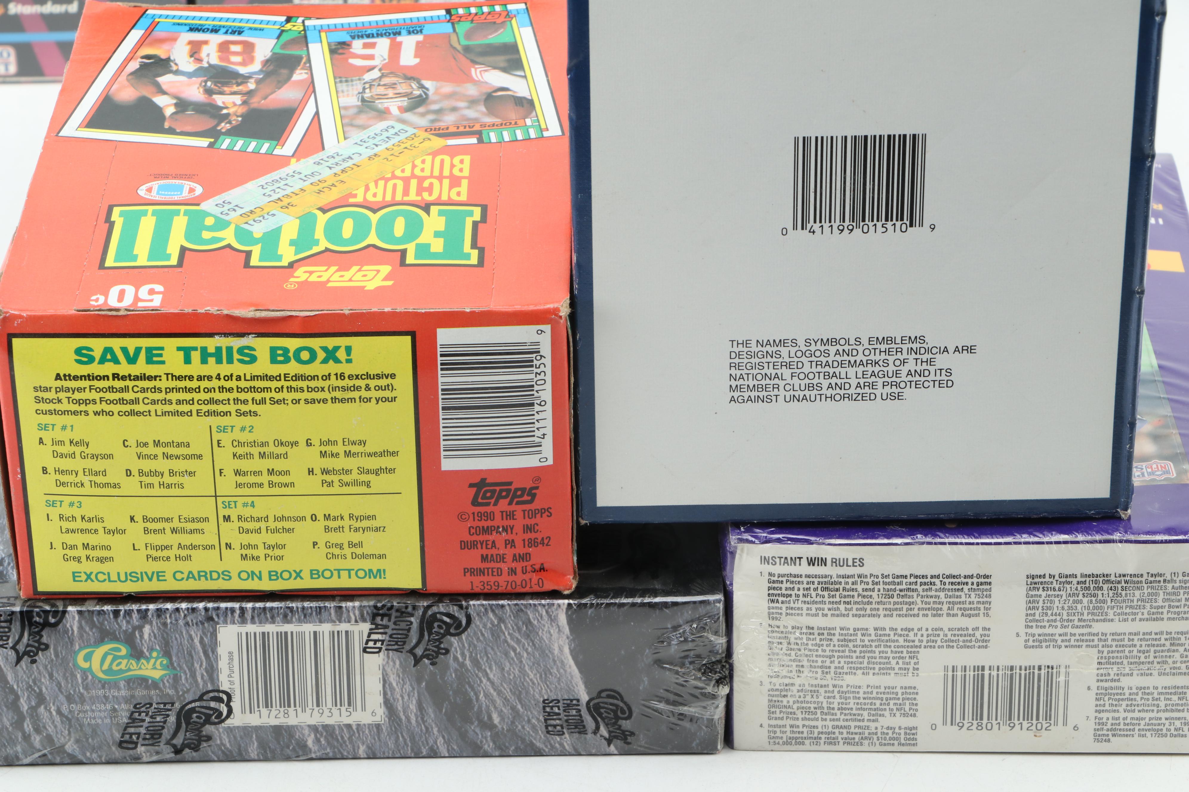 Topps, Fleer, Pro Set, and More Sealed Football Trading Cards, 1990s