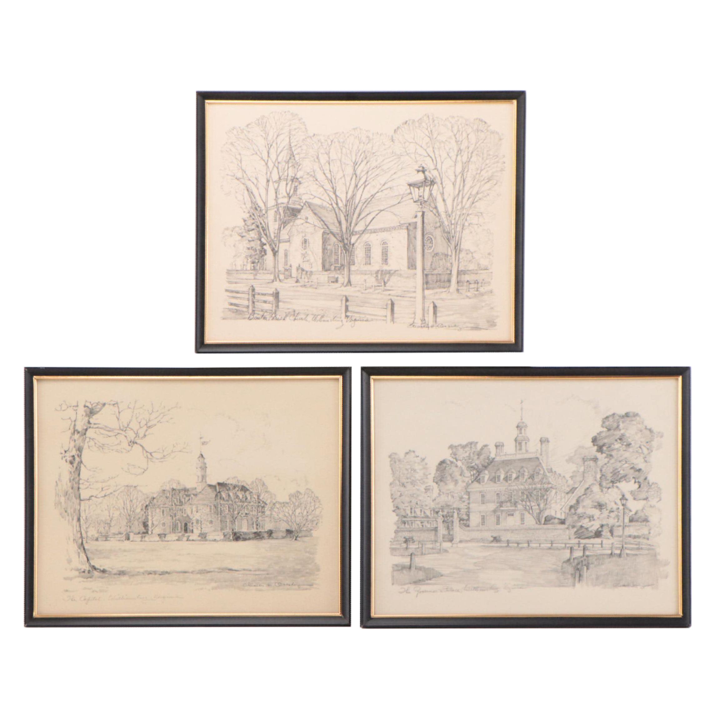 Halftones After Charles H. Overly of Buildings In Williamsburg, Virginia