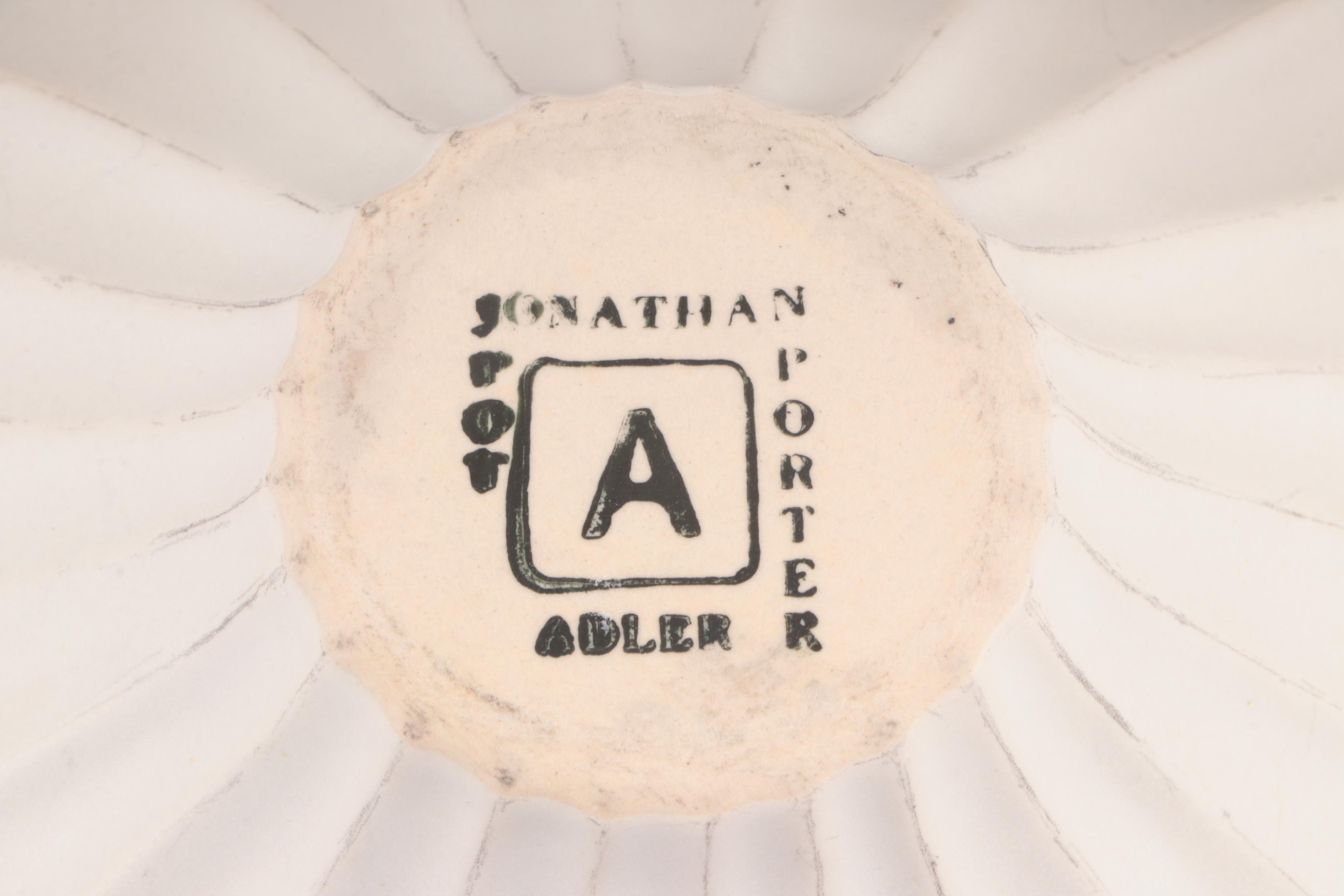 Jonathan Adler Black and White Glazed Fluted Ceramic Bowls