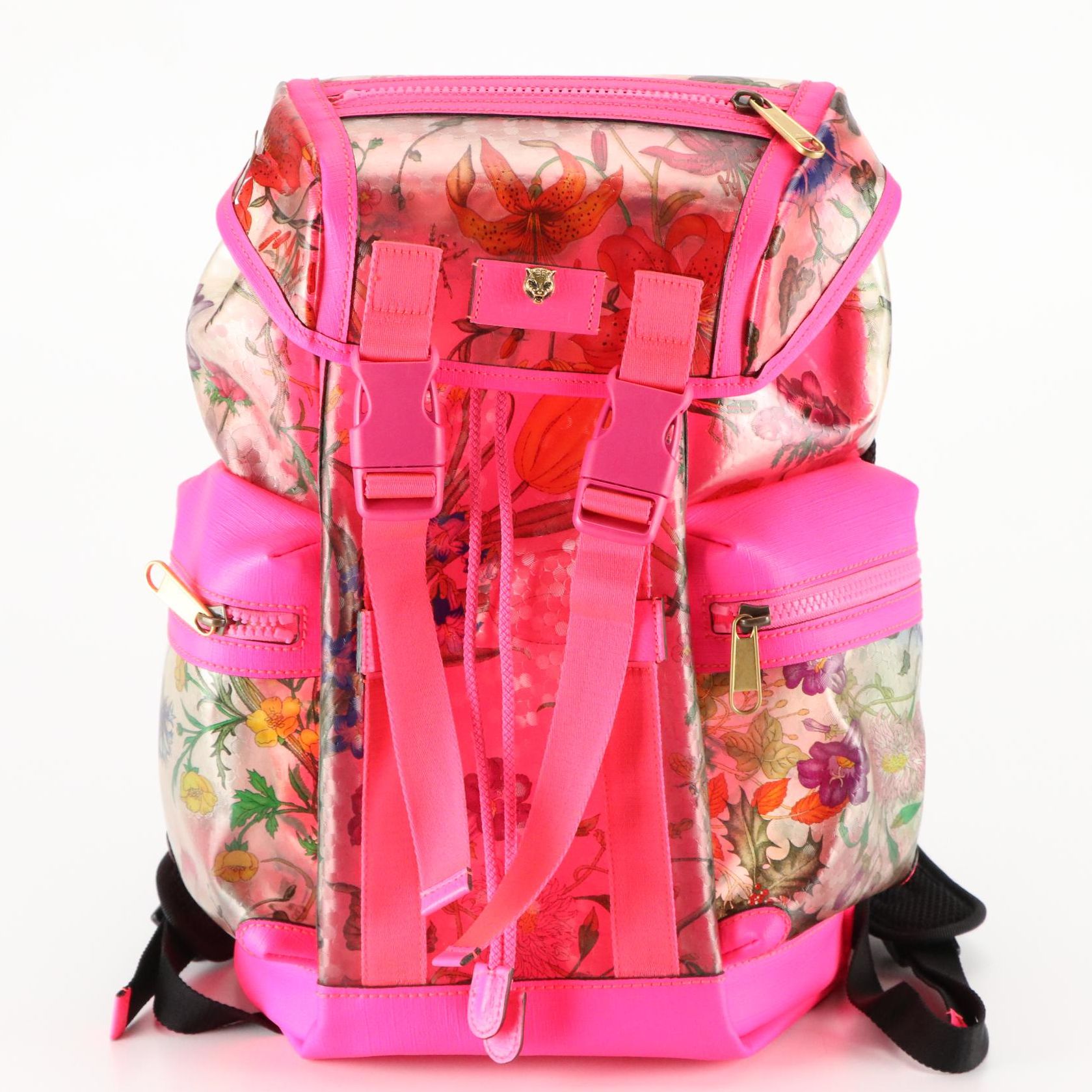 Gucci Flora PVC Double Buckle Drawstring Backpack
