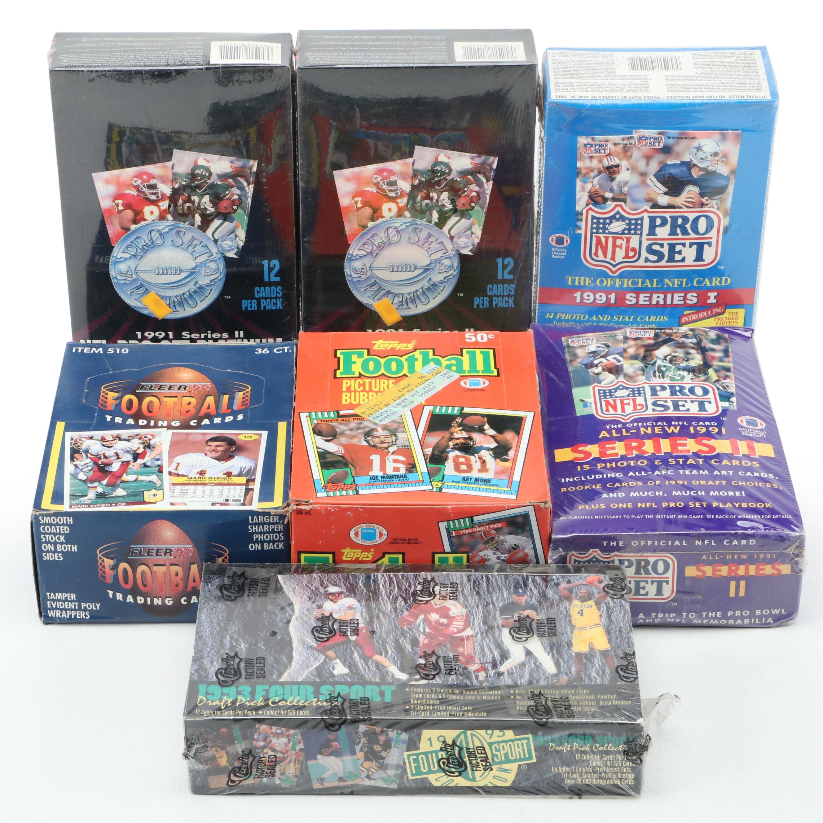 Topps, Fleer, Pro Set, and More Sealed Football Trading Cards, 1990s