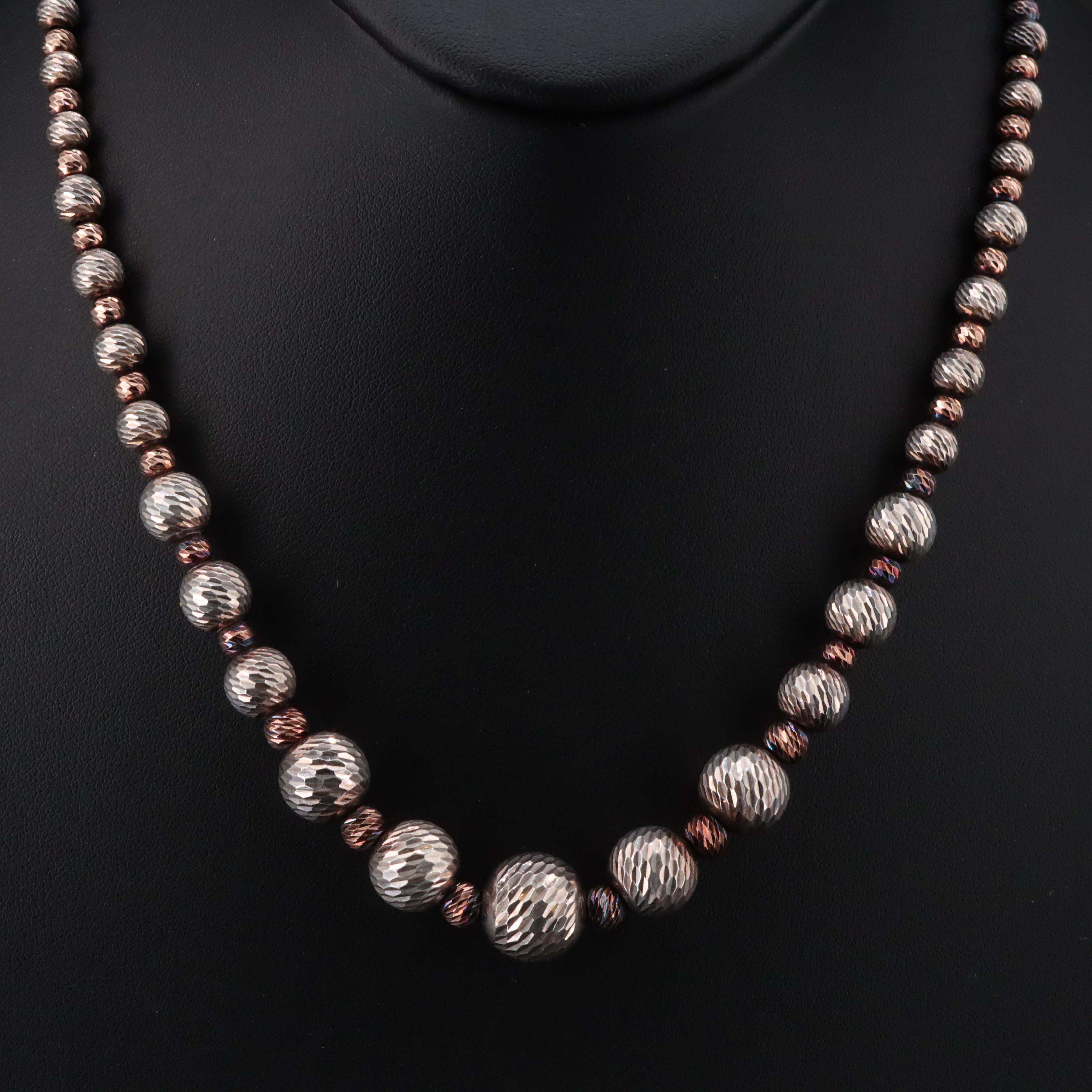 Dyadema Sterling Graduated Bead Bolo Necklace