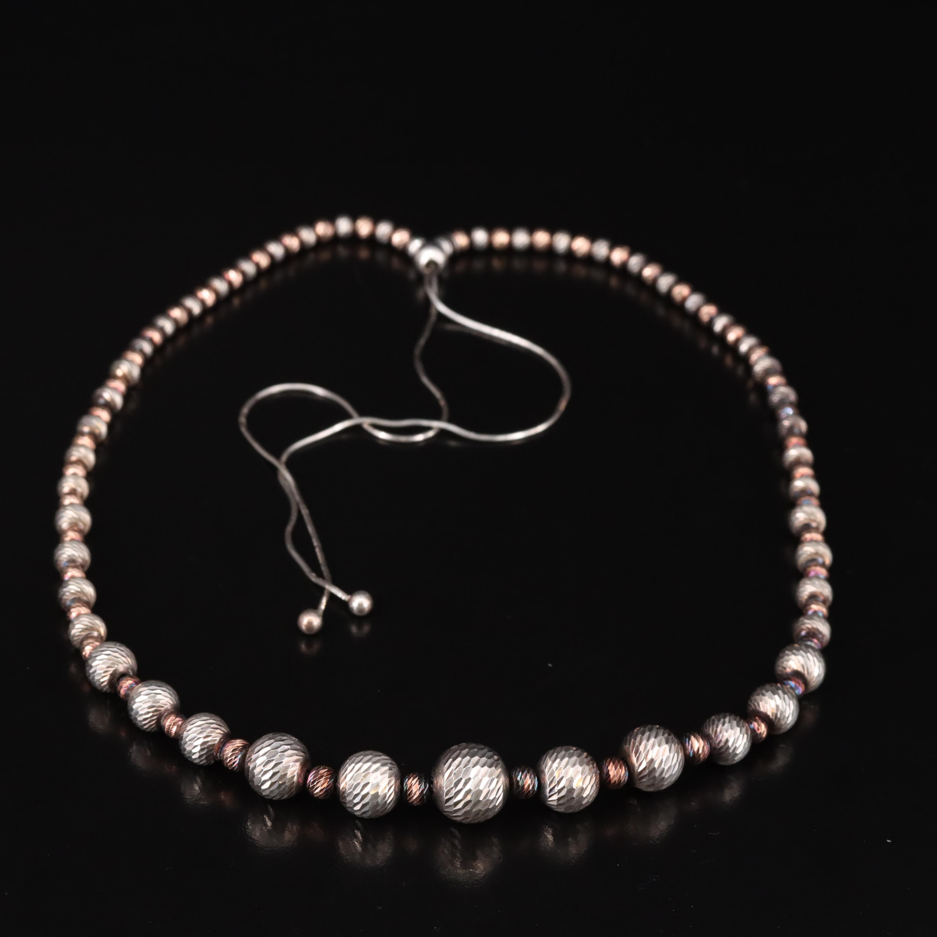 Dyadema Sterling Graduated Bead Bolo Necklace