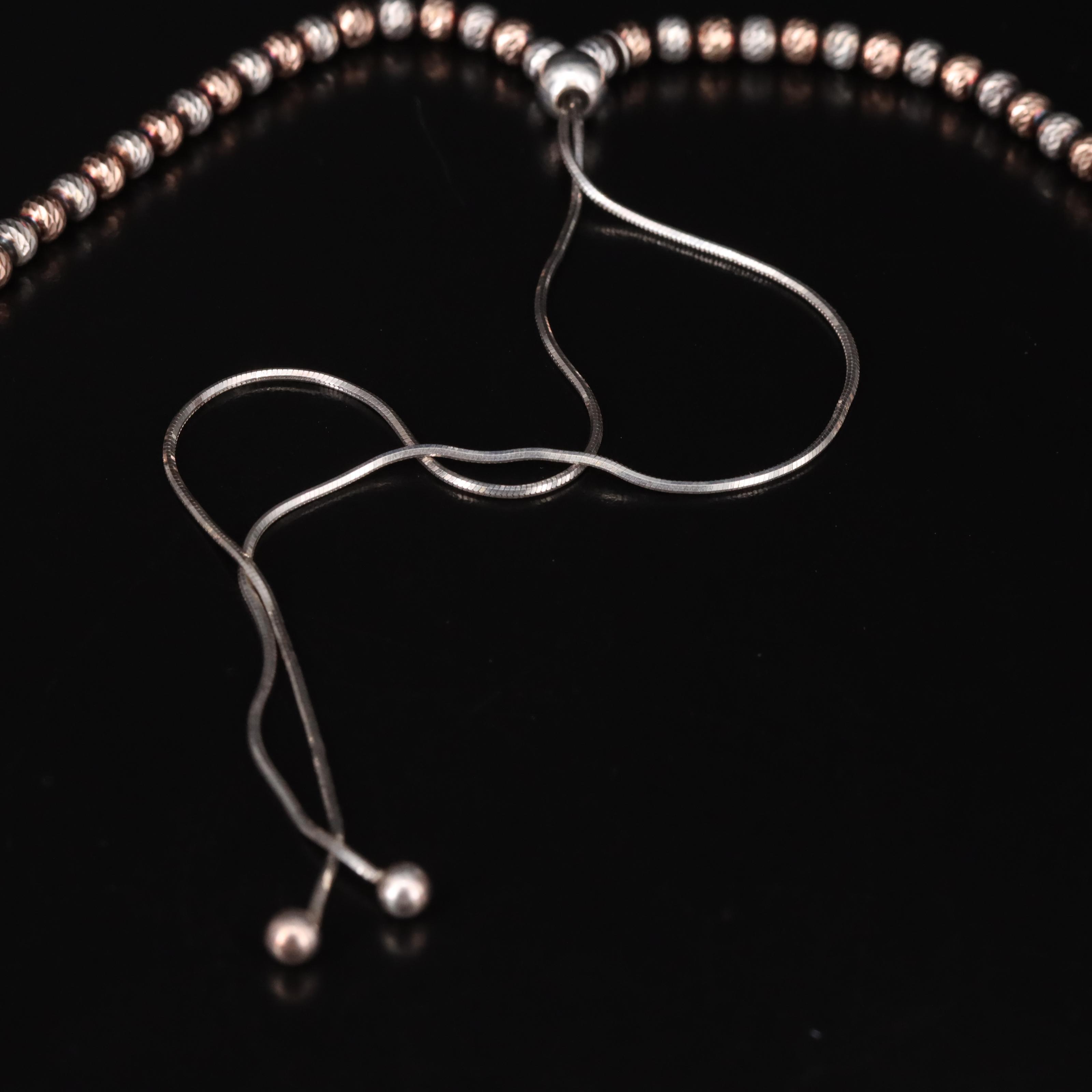 Dyadema Sterling Graduated Bead Bolo Necklace