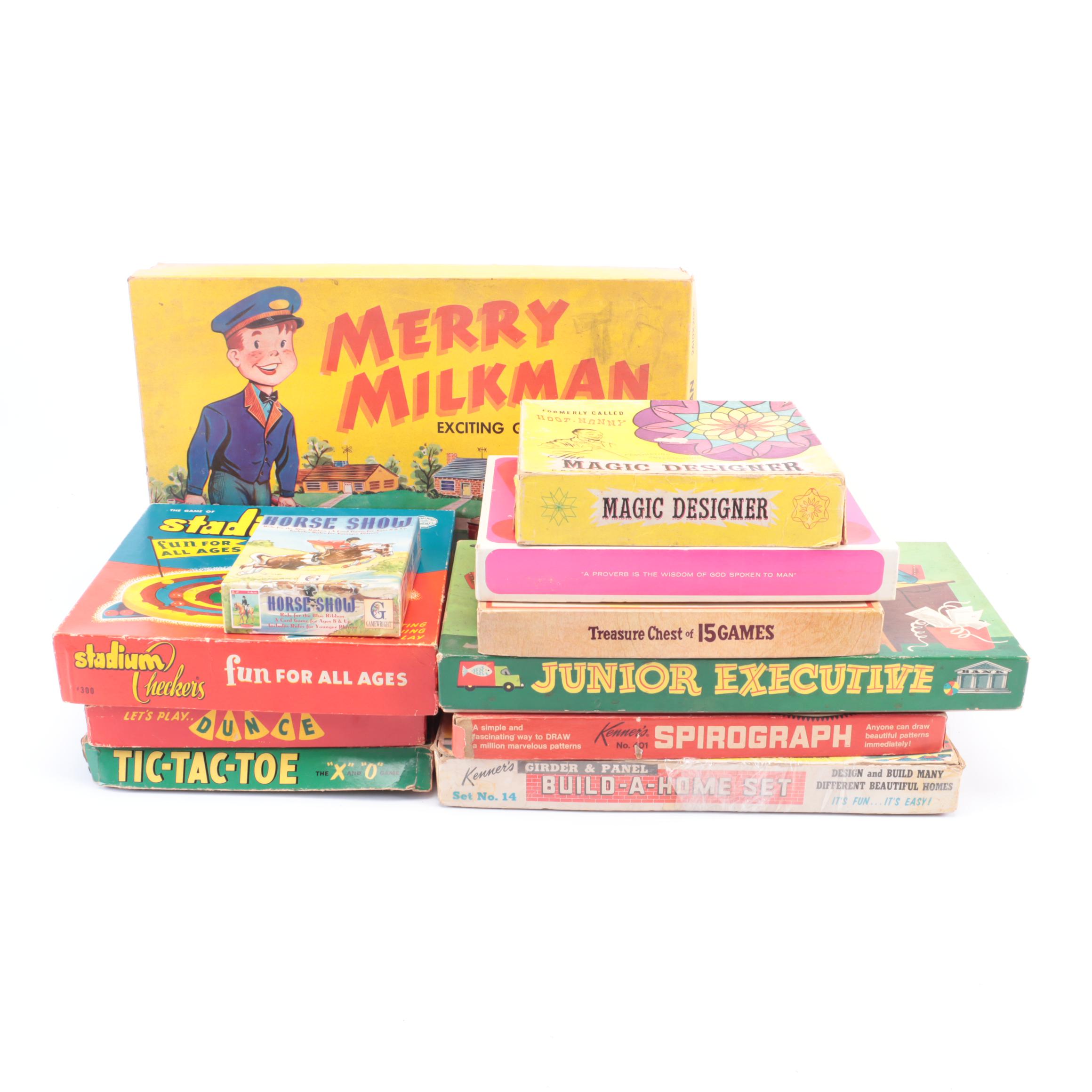 Stadium Checkers, Merry Milkman, Dunce, and More Vintage Board Games