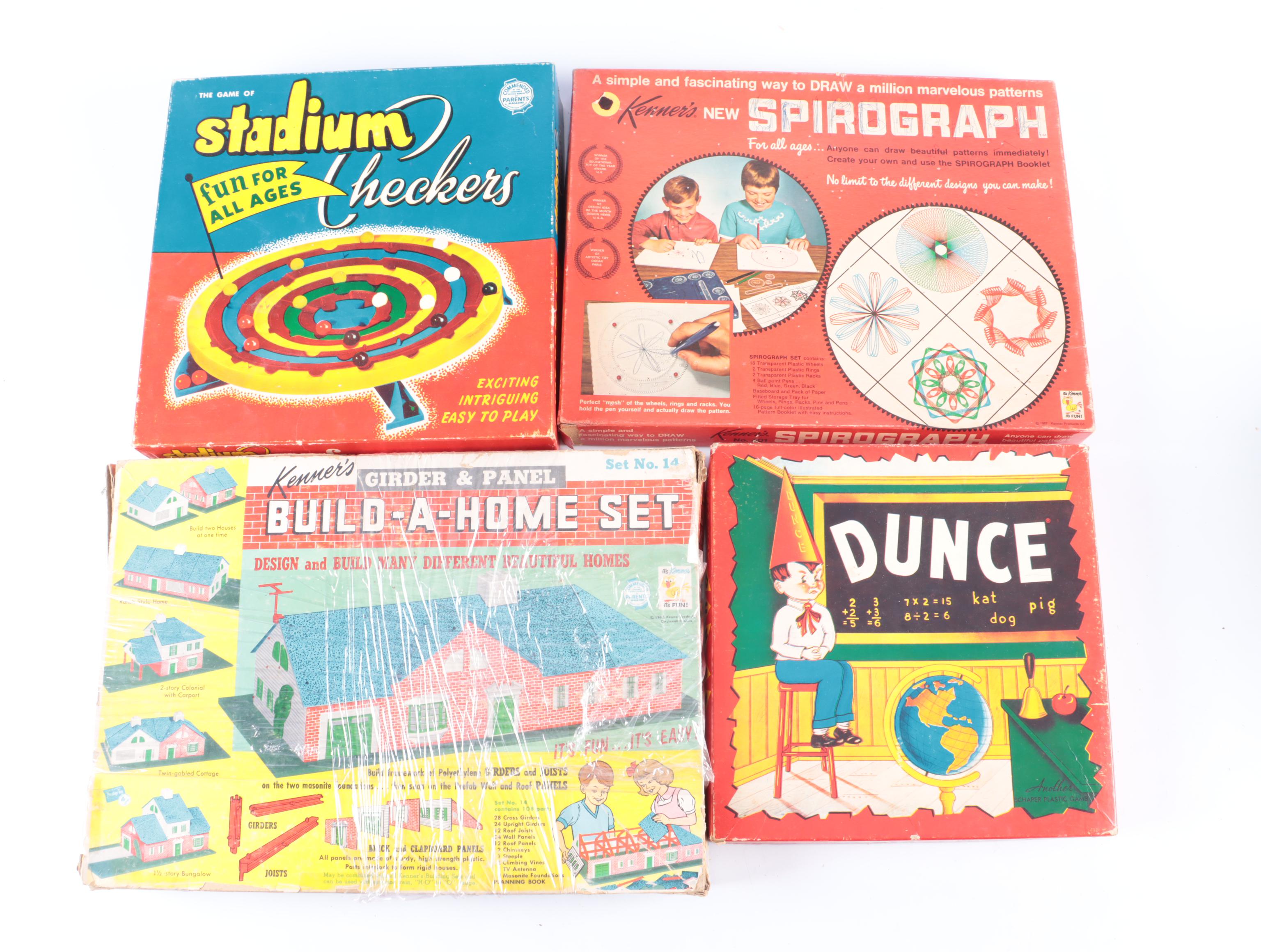 Stadium Checkers, Merry Milkman, Dunce, and More Vintage Board Games