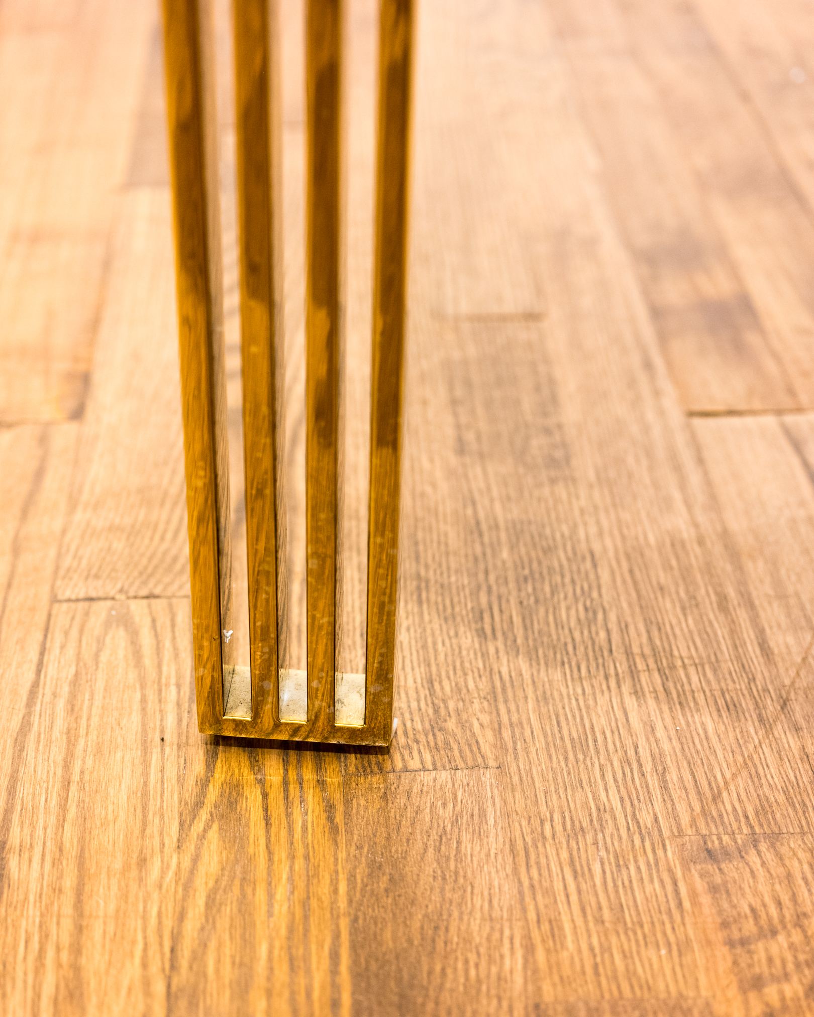 Modernist Style Brass Concentric Brass Framed End Table