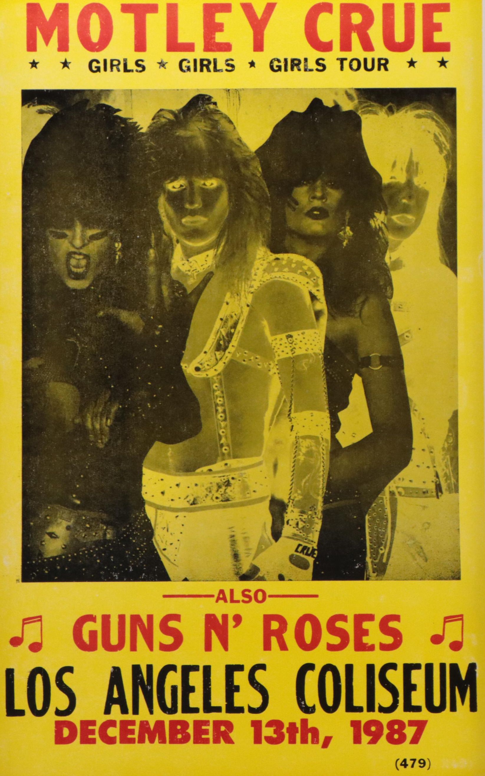 Motley Crue With Guns N' Roses "Girls Girls Girls" Tour Concert Poster, 1987