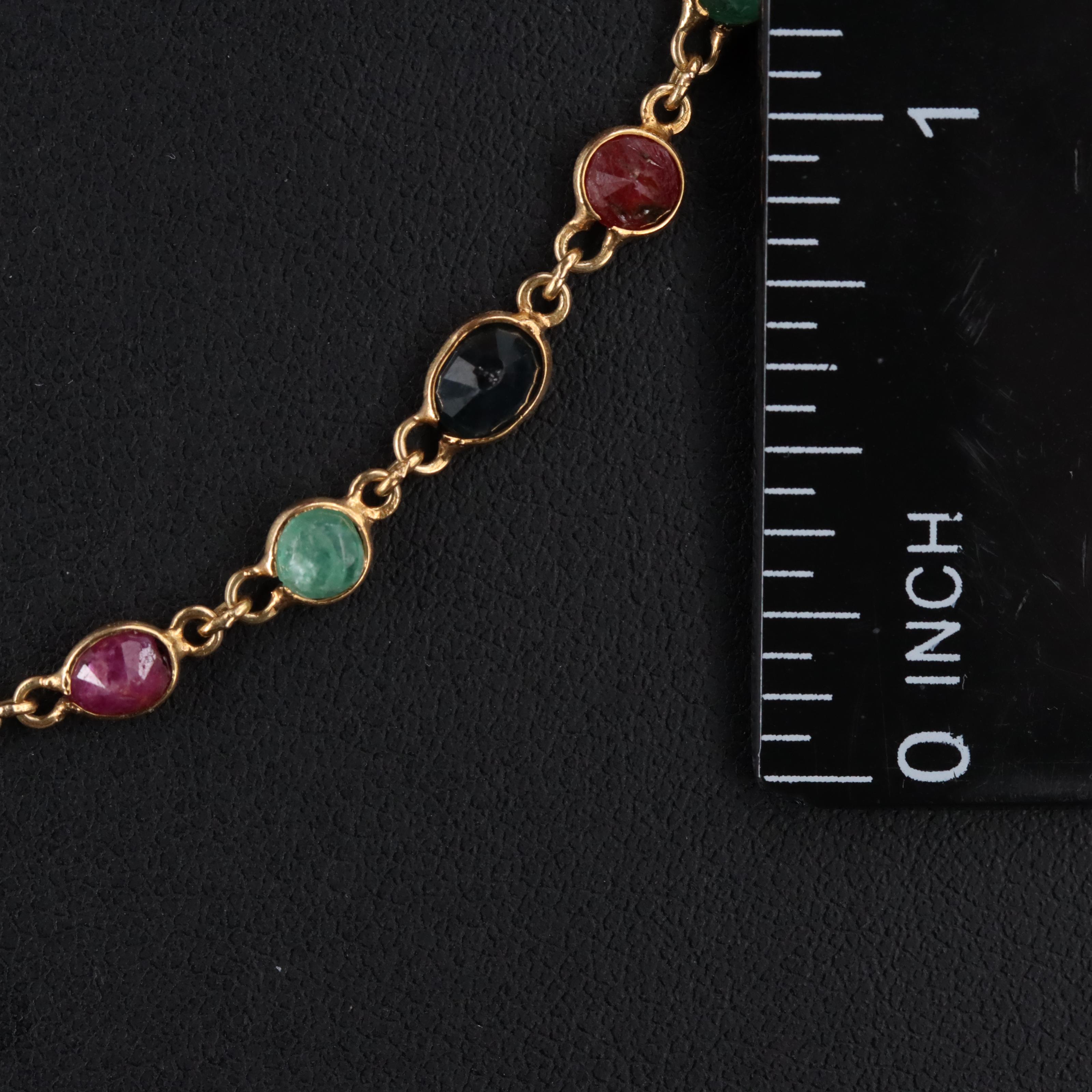 14K Emerald, Ruby and Sapphire Necklace